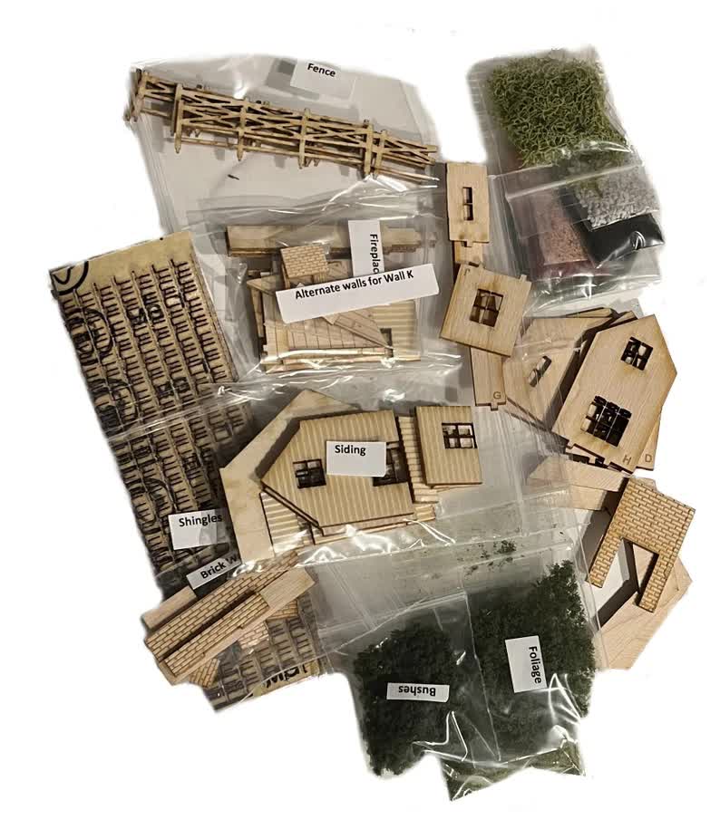 1:144 Scale Dollhouse KIT Tiny Ranch House 6 Room Home Includes Greenery - Image 3