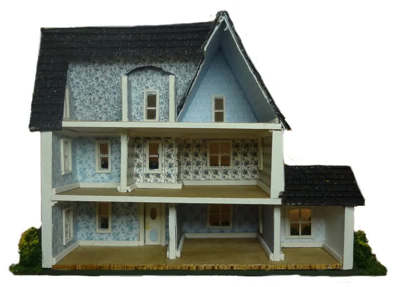 1:144 Scale Dollhouse KIT Tiny Victorian Style 3 Levels Includes Greenery - Image 2