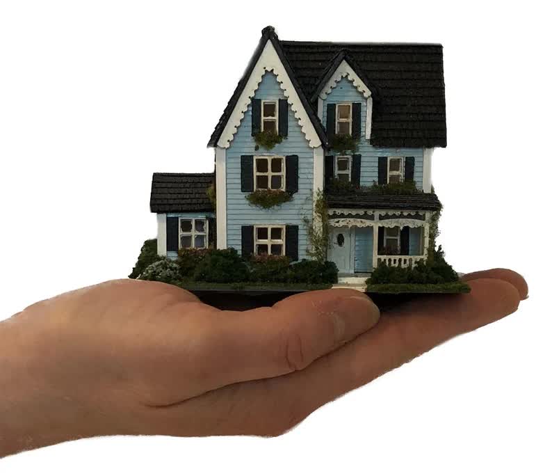 1:144 Scale Dollhouse KIT Tiny Victorian Style 3 Levels Includes Greenery - Image 6