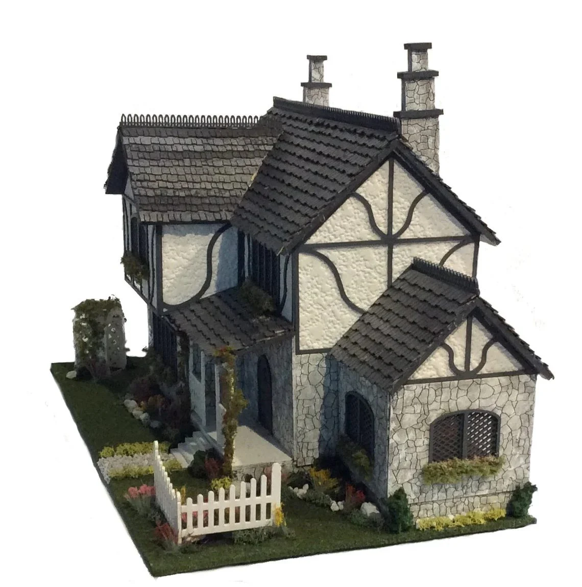 1:48 Quarter Scale Dollhouse KIT Tudor Manor House Style 5 Rooms with Greenery - Image 4