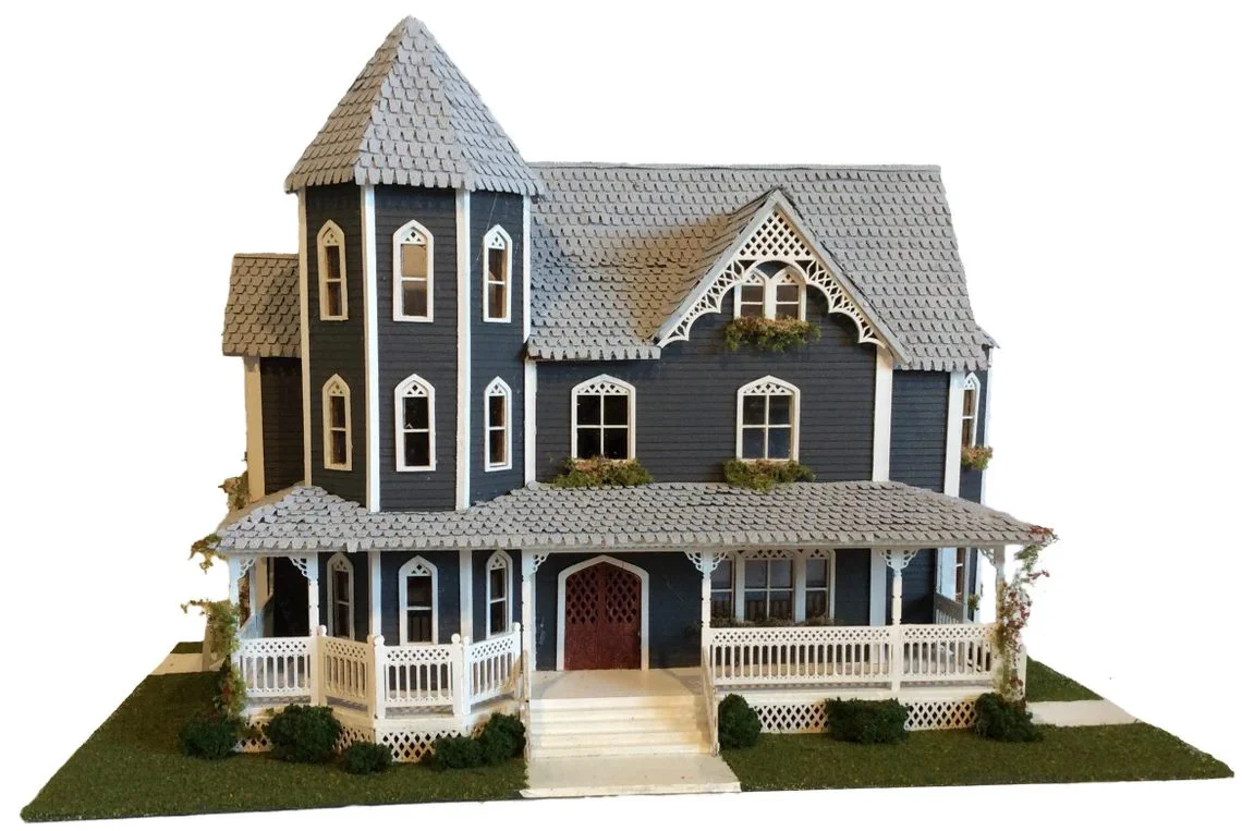 1:48 Quarter Scale Dollhouse KIT Victorian Gothic Mansion 9 Rooms with Greenery