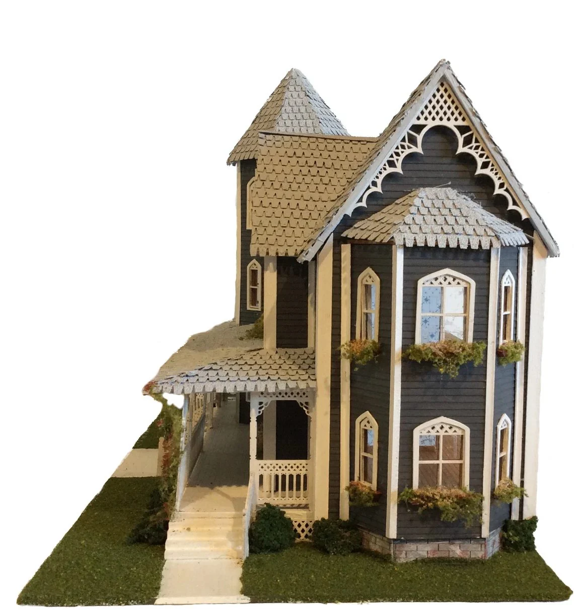 1:48 Quarter Scale Dollhouse KIT Victorian Gothic Mansion 9 Rooms with Greenery - Image 3