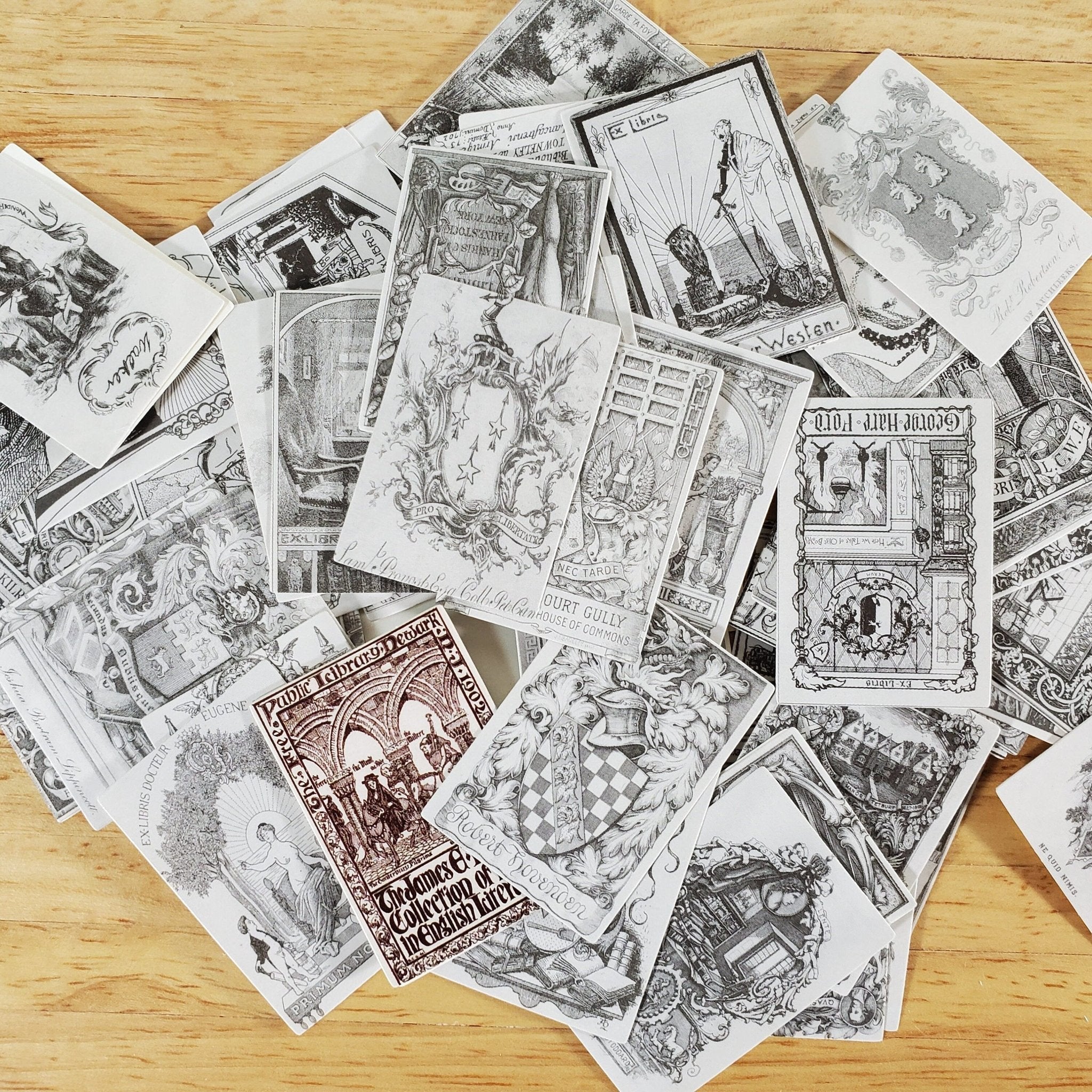 100 Mini 19th Early 20th Century Book Plates Vintage Pictures Scrapbooking Stamping - Image 2