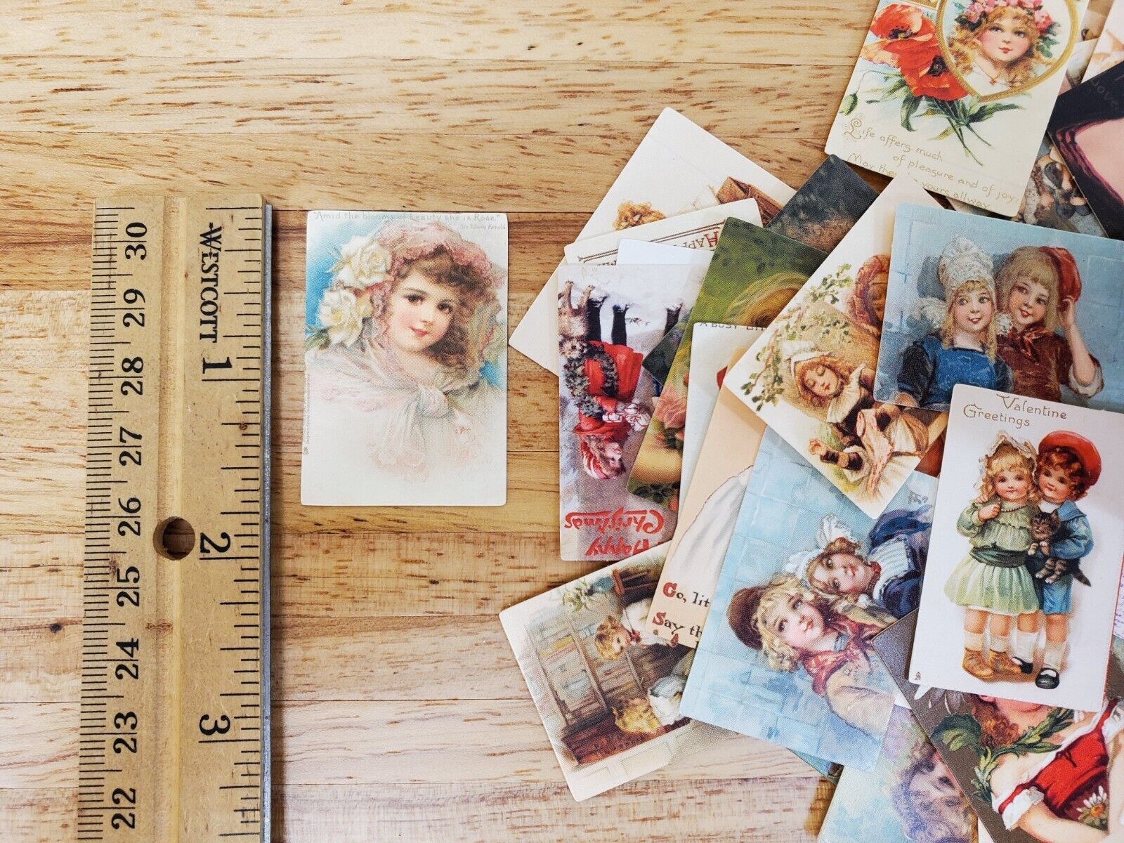 100 Mini Childhood Prints on Cardstock Vintage Pictures Scrapbooking Stamping - Image 2