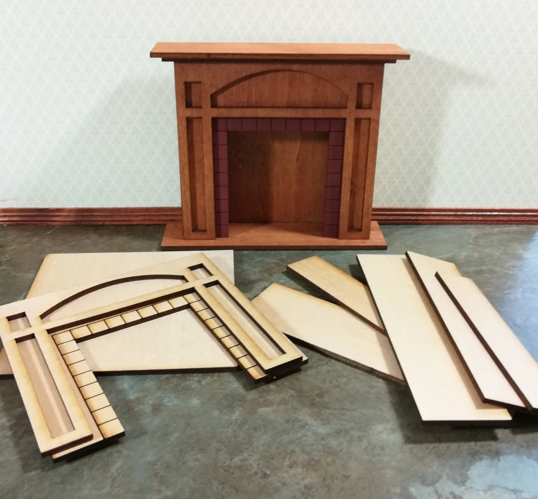 Arts & Crafts Fireplace Dollhouse Miniature Kit 1:12 Scale Original Design
