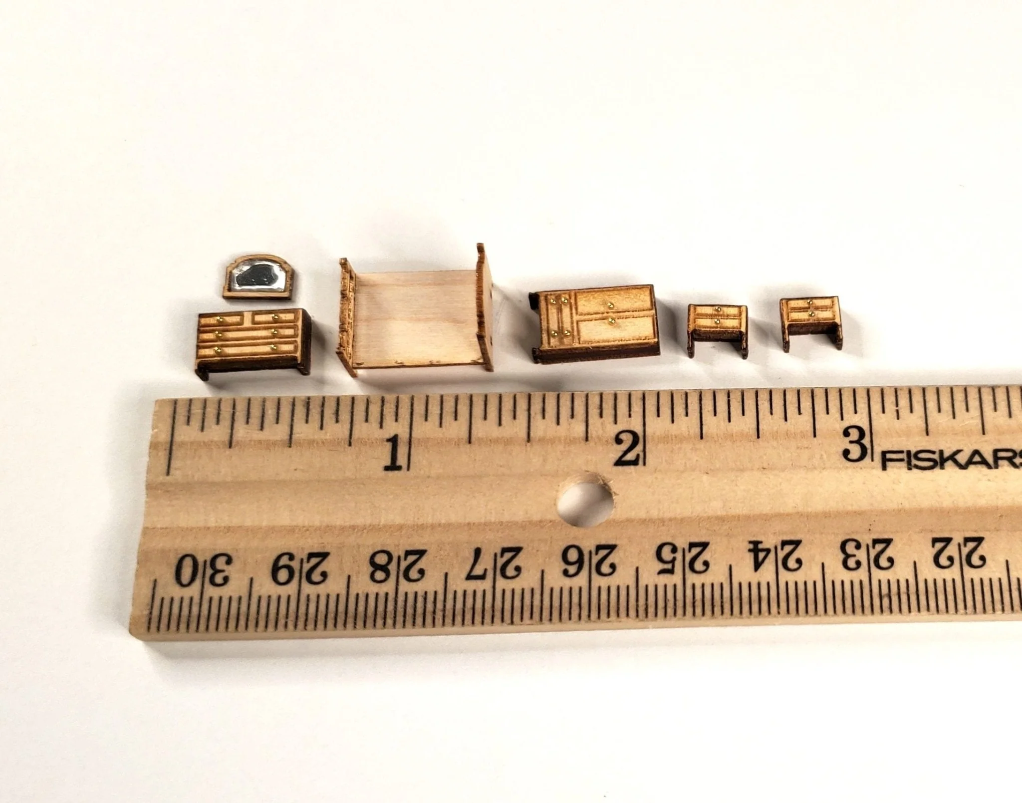 Dollhouse 1:144 Scale Furniture KIT DIY Bedroom Set Country Style Bed Dresser ++ - Image 5