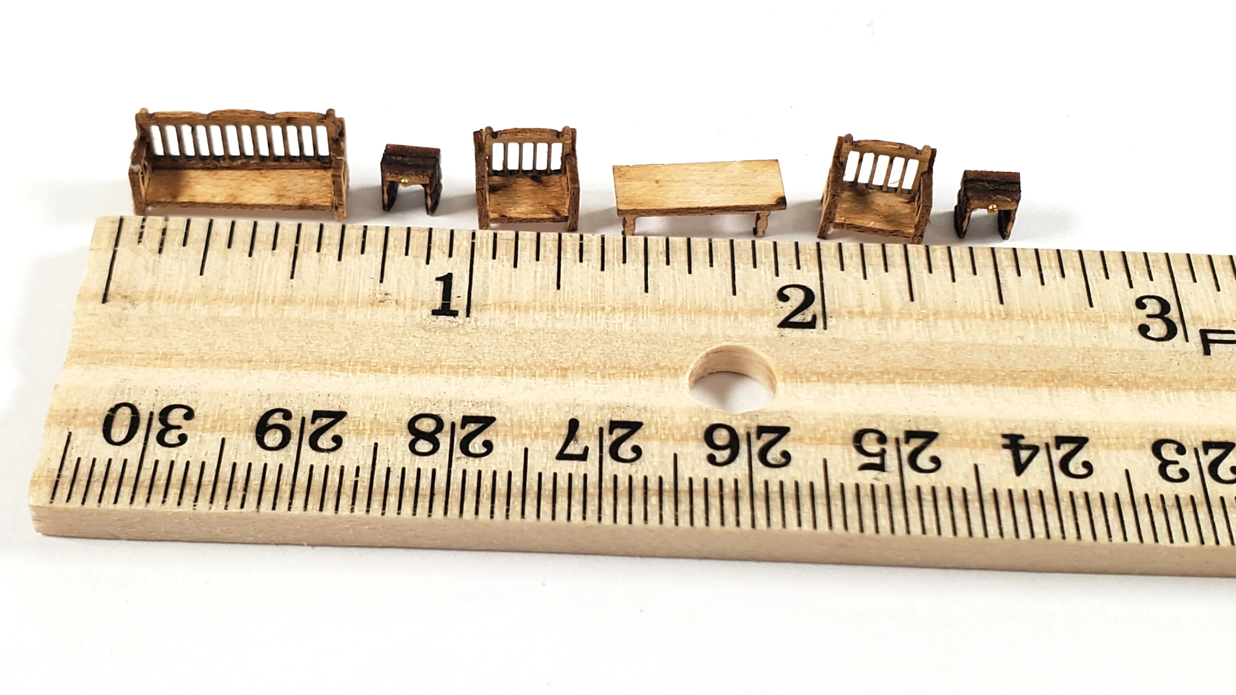 Dollhouse 1:144 Scale Furniture KIT DIY Country Living Room Set Sofa Chairs + - Image 4