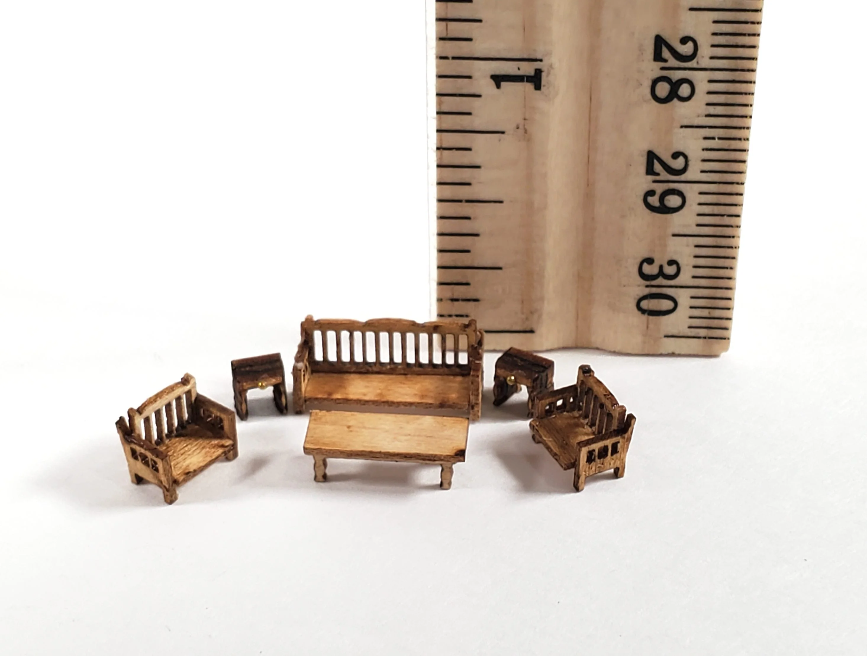 Dollhouse 1:144 Scale Furniture KIT DIY Country Living Room Set Sofa Chairs + - Image 5