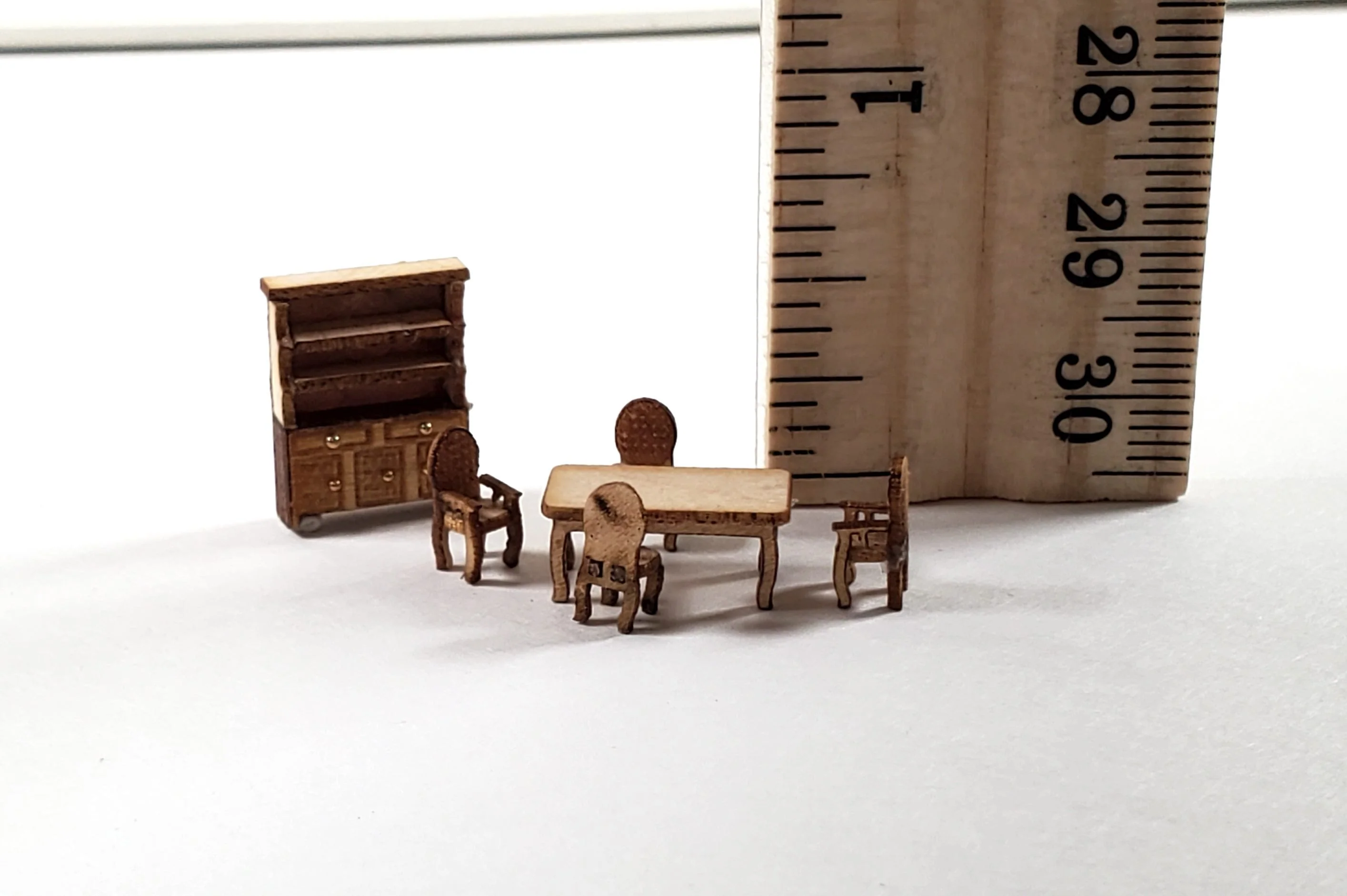 Dollhouse 1:144 Scale Furniture KIT DIY Dining Room Miniature Set Table Chairs + - Image 4