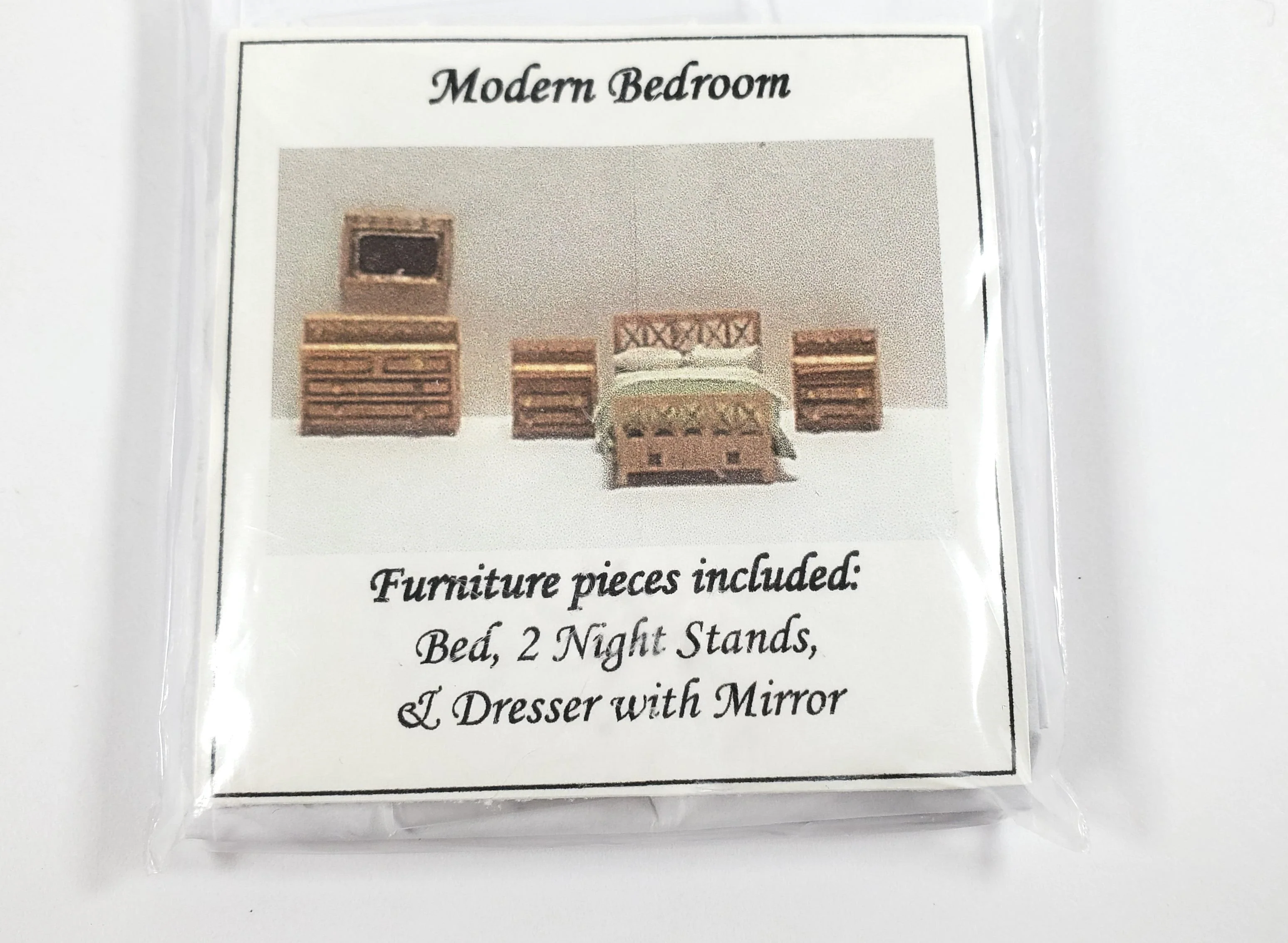 Dollhouse 1:144 Scale Furniture KIT DIY Modern Bedroom Set Bed Dresser Mirror + - Image 3