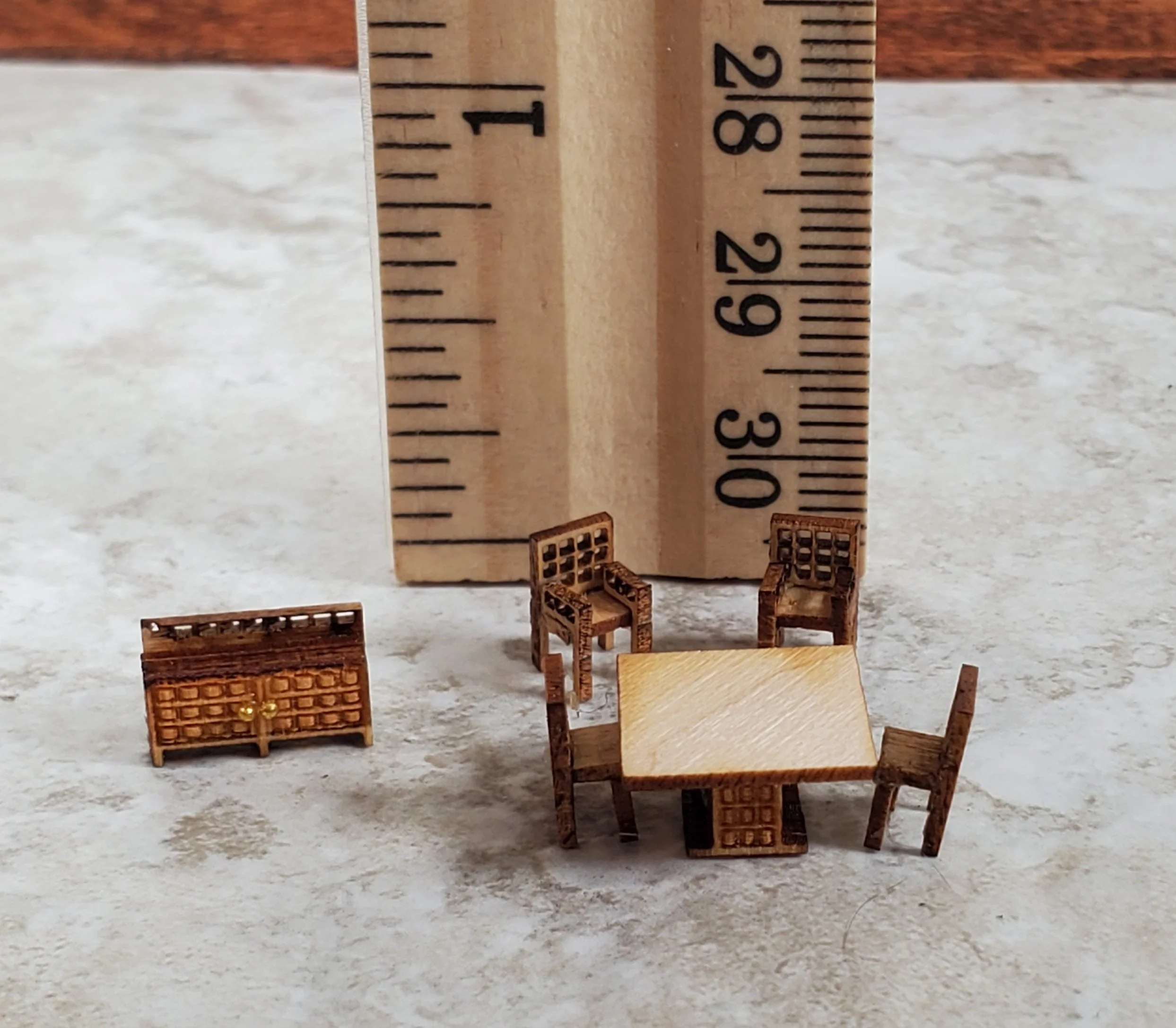 Dollhouse 1:144 Scale Furniture KIT DIY Modern Dining Room Miniature Set Table - Image 4