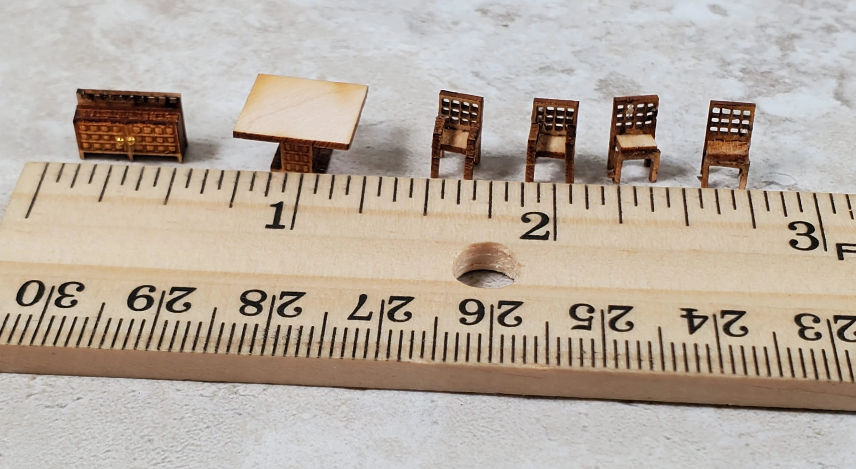 Dollhouse 1:144 Scale Furniture KIT DIY Modern Dining Room Miniature Set Table - Image 5