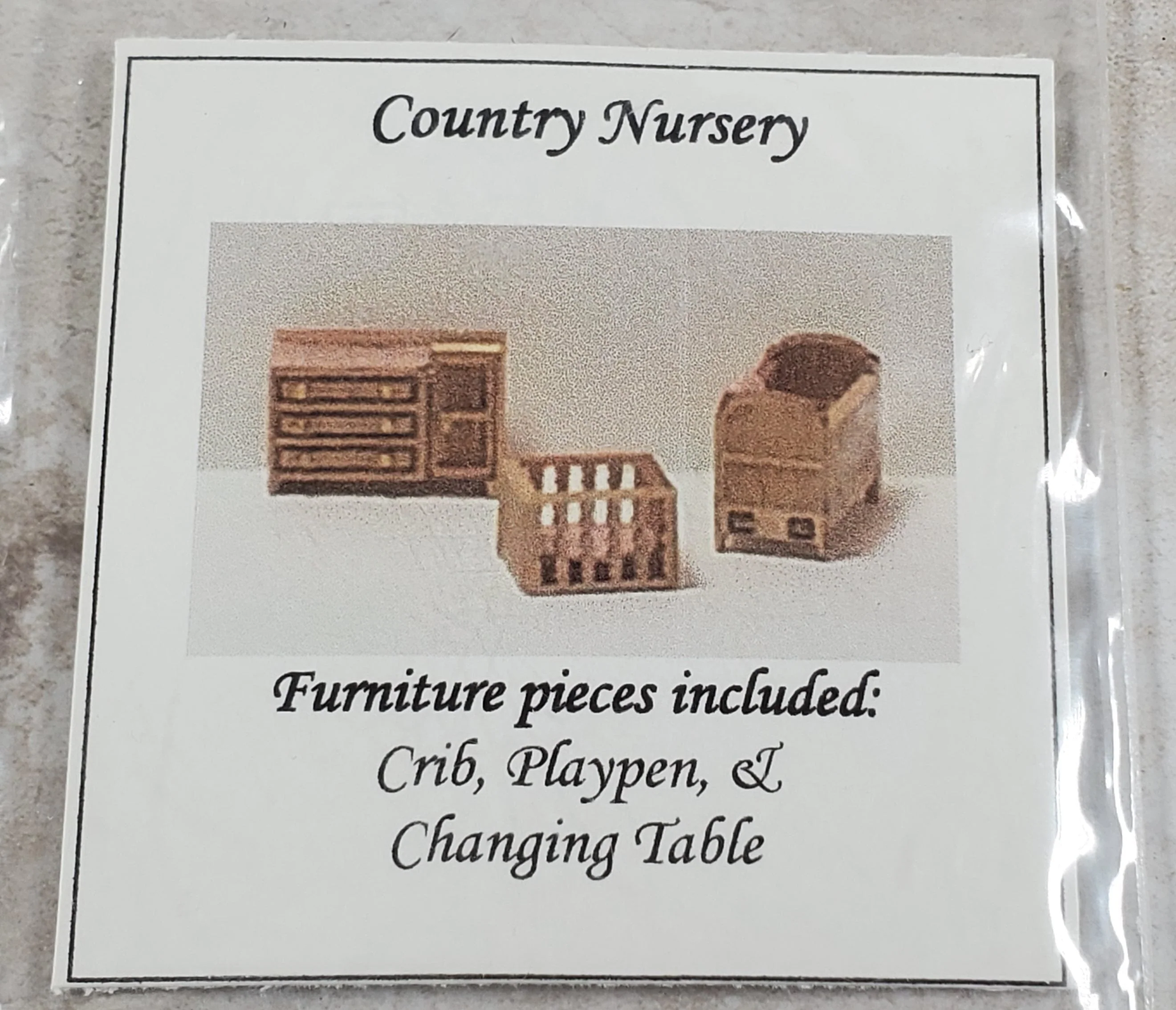 Dollhouse 1:144 Scale Furniture KIT DIY Nursery Country Style Cradle Playpen - Image 3