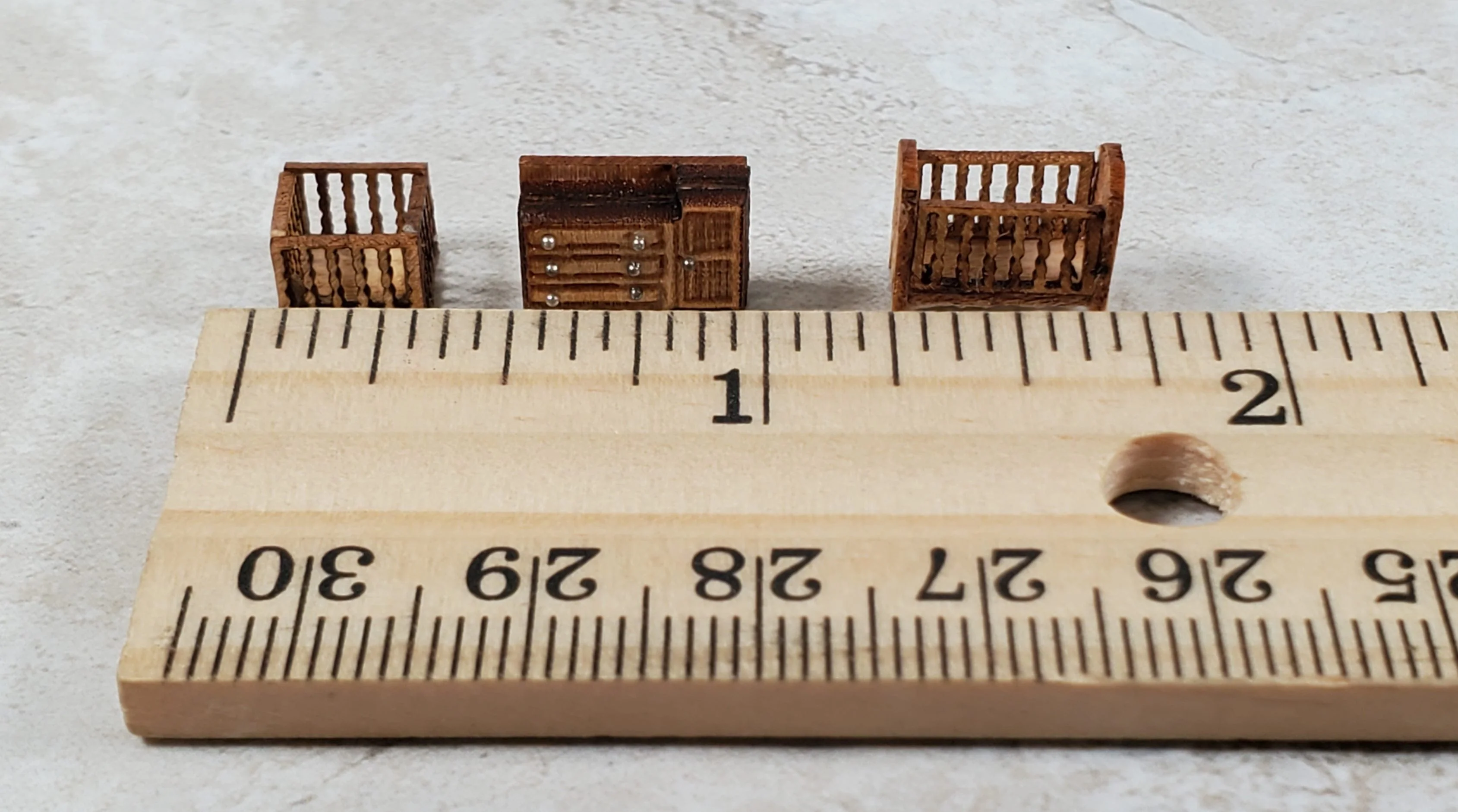Dollhouse 1:144 Scale Furniture KIT DIY Nursery Country Style Cradle Playpen - Image 4