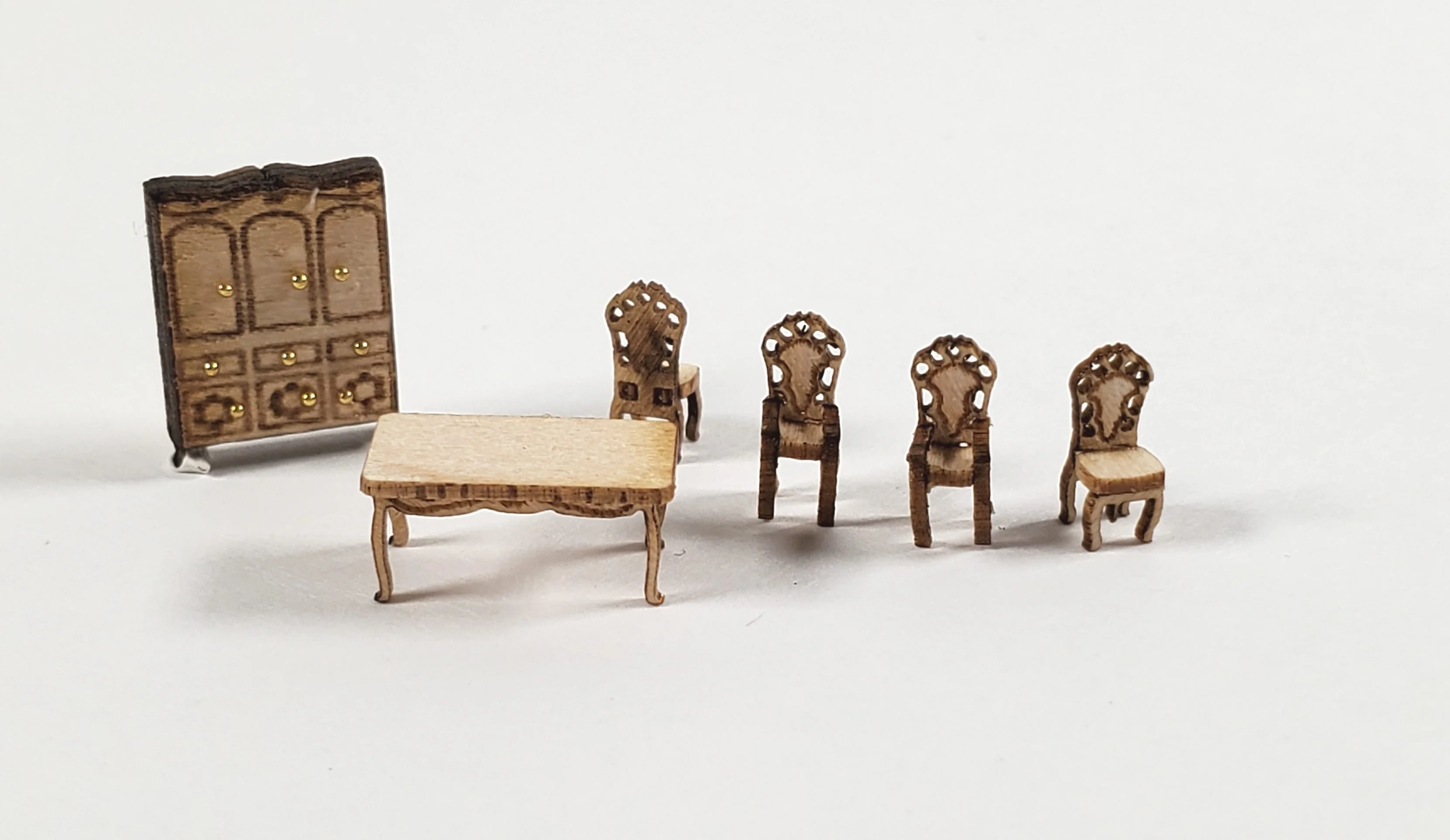 Dollhouse 1:144 Scale Furniture KIT DIY Victorian Dining Room Set Table Chairs + - Image 2