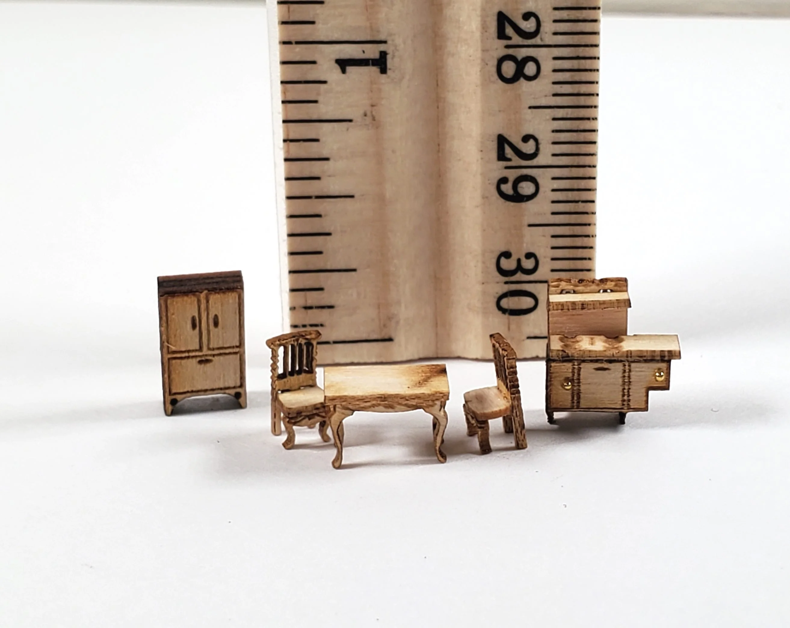 Dollhouse 1:144 Scale Furniture KIT DIY Victorian Kitchen Set Table Chairs Stove - Image 3