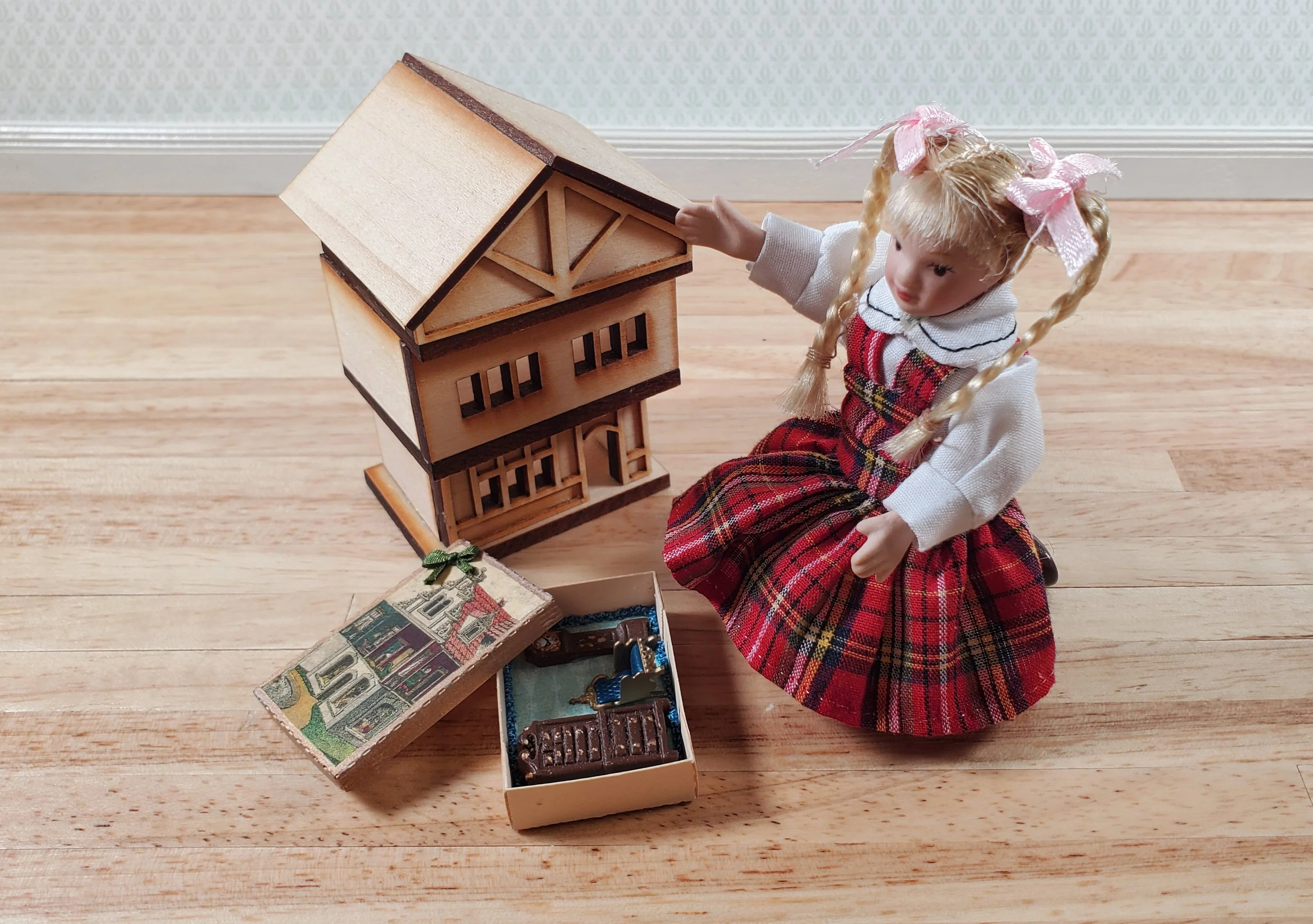 Dollhouse 1:144 Toy Furniture in Gift Box Handmade 1/12 Scale Miniature Present - Image 3