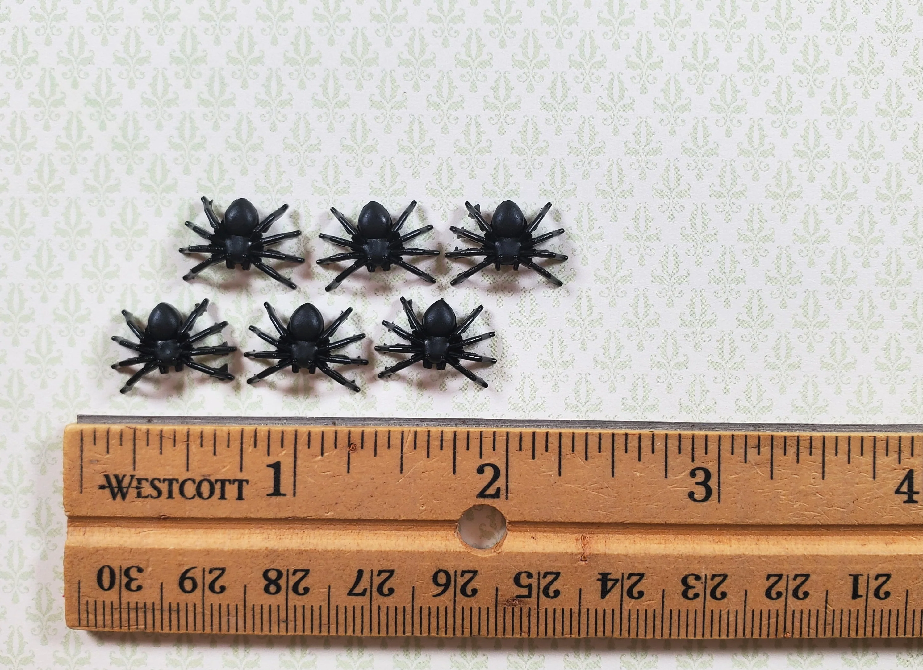 Dollhouse 1:6 Scale Black Spiders Halloween Set of 6 Miniatures - Image 3