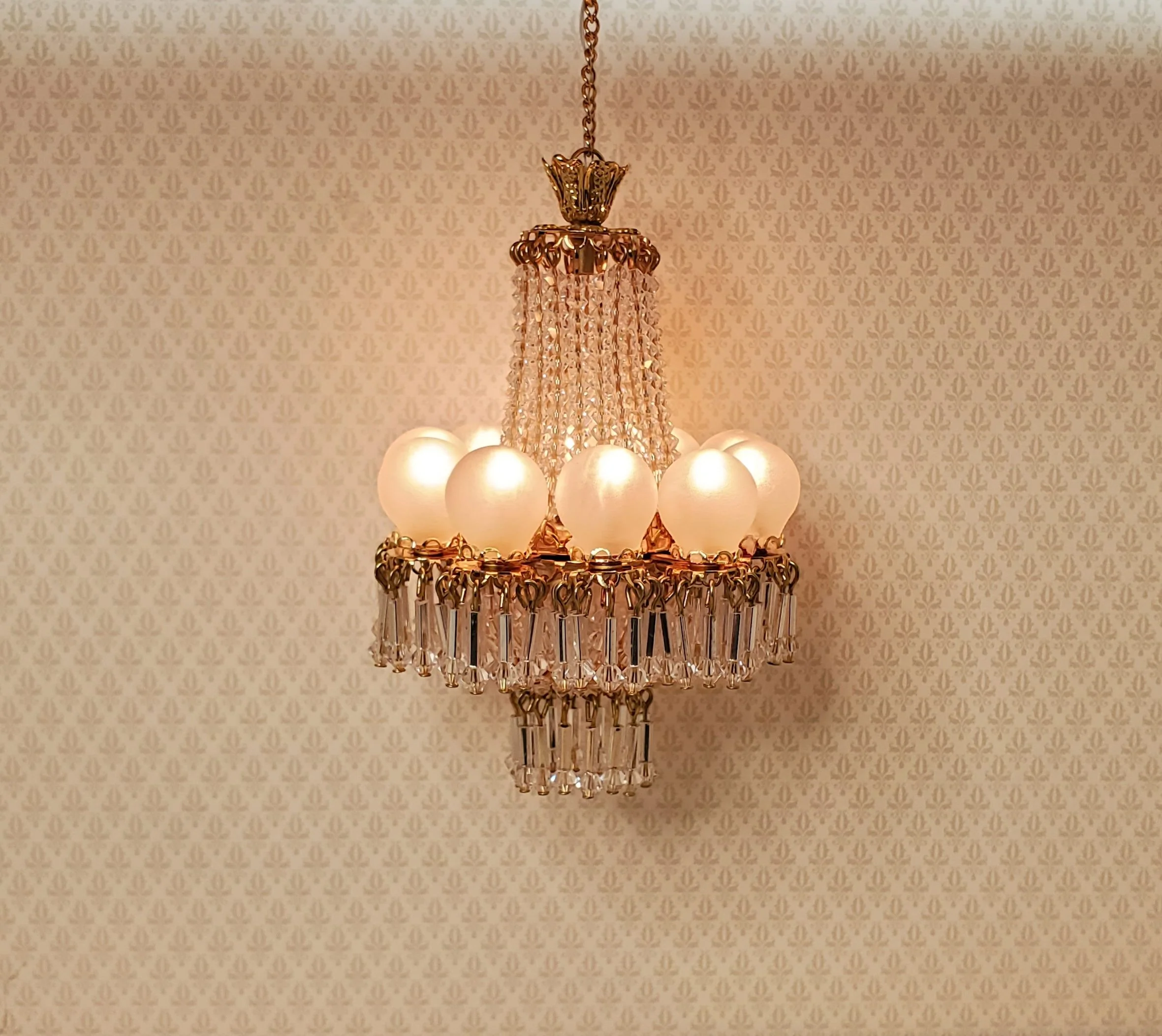 Dollhouse 10 Light Grand Ballroom Crystal Chandelier Handmade 12 Volt 1:12 Scale