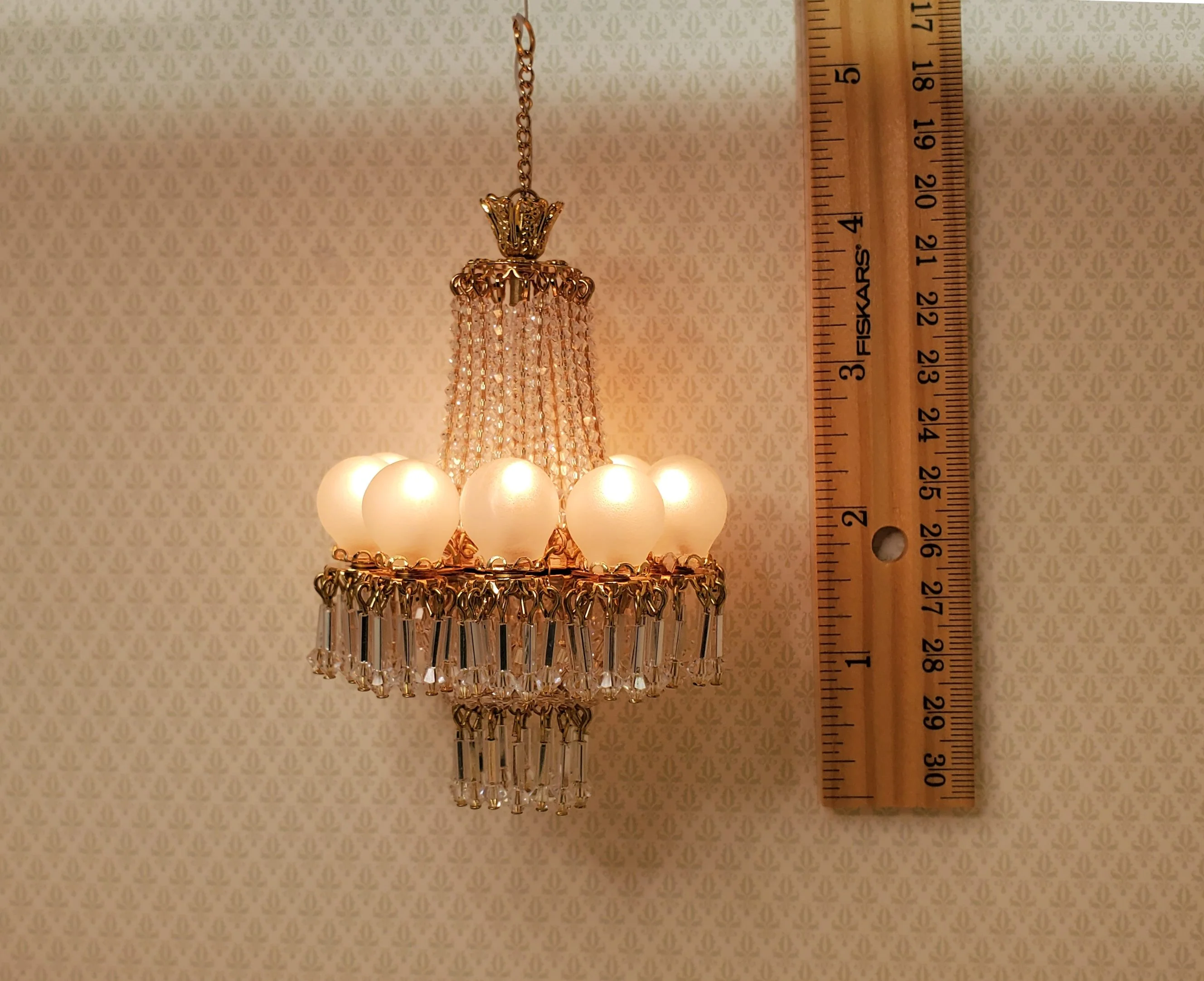 Dollhouse 10 Light Grand Ballroom Crystal Chandelier Handmade 12 Volt 1:12 Scale - Image 6