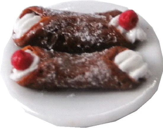 Dollhouse 2 Cannoli Pastries on a White Plate 1:12 Scale Miniatures Food