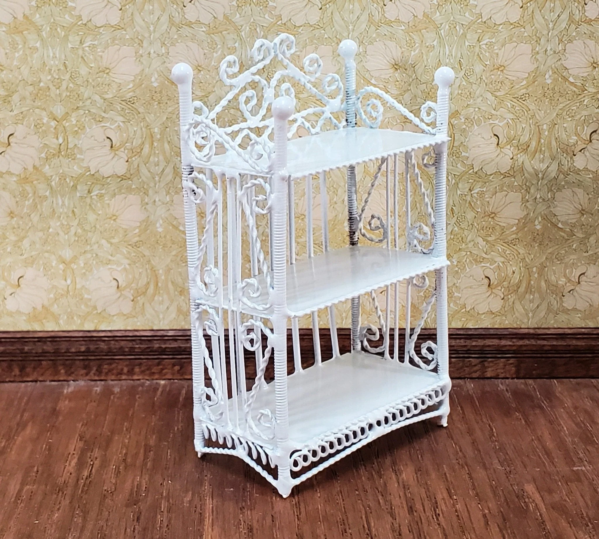 Dollhouse 3 Shelf Bookcase or Plant Shelf White Metal 1:12 Scale Miniature or Fairy Garden