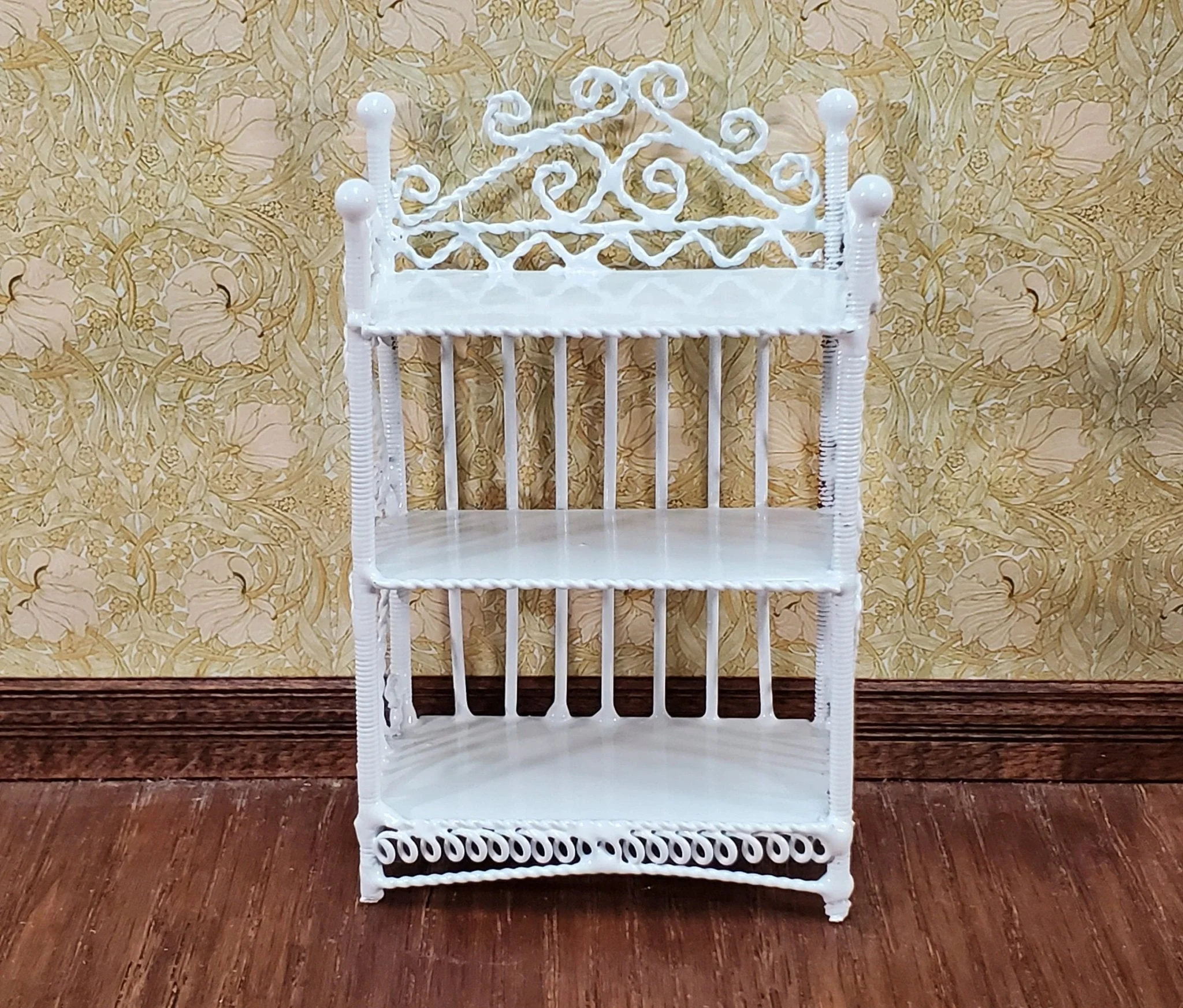 Dollhouse 3 Shelf Bookcase or Plant Shelf White Metal 1:12 Scale Miniature or Fairy Garden - Image 2