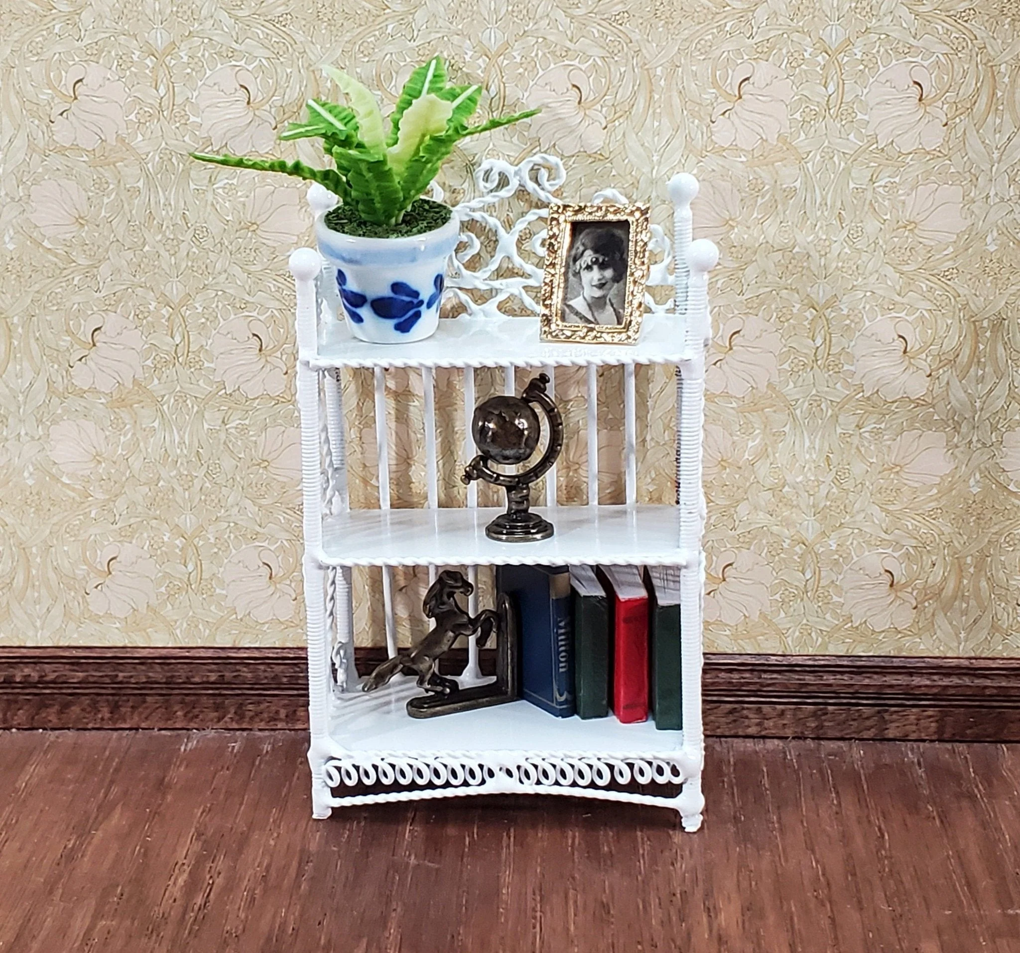 Dollhouse 3 Shelf Bookcase or Plant Shelf White Metal 1:12 Scale Miniature or Fairy Garden - Image 5