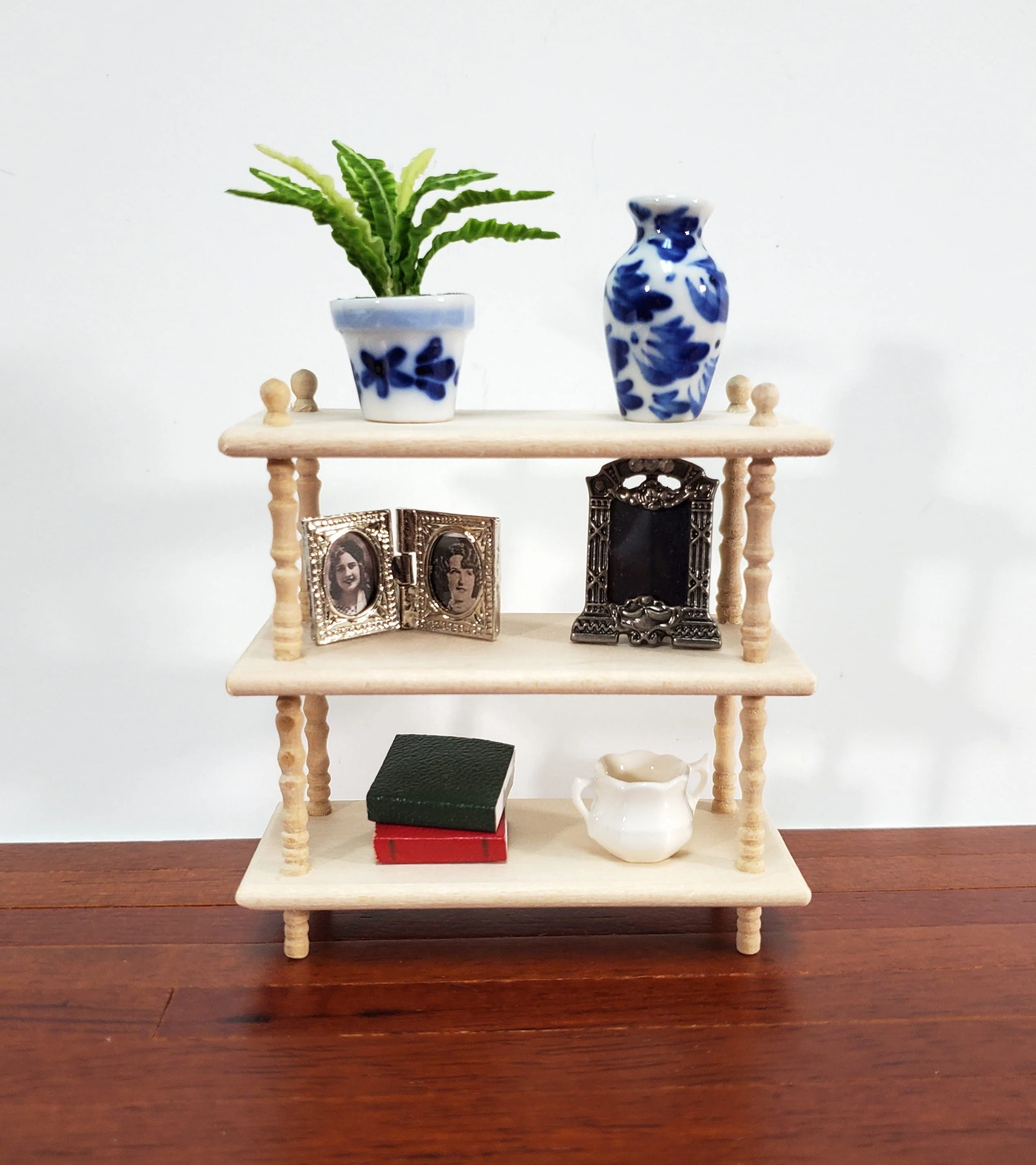 Dollhouse Bookshelf 3 Shelf Plant Stand or Bookcase 1:12 Scale Furniture Unfinished Unpainted - Image 5