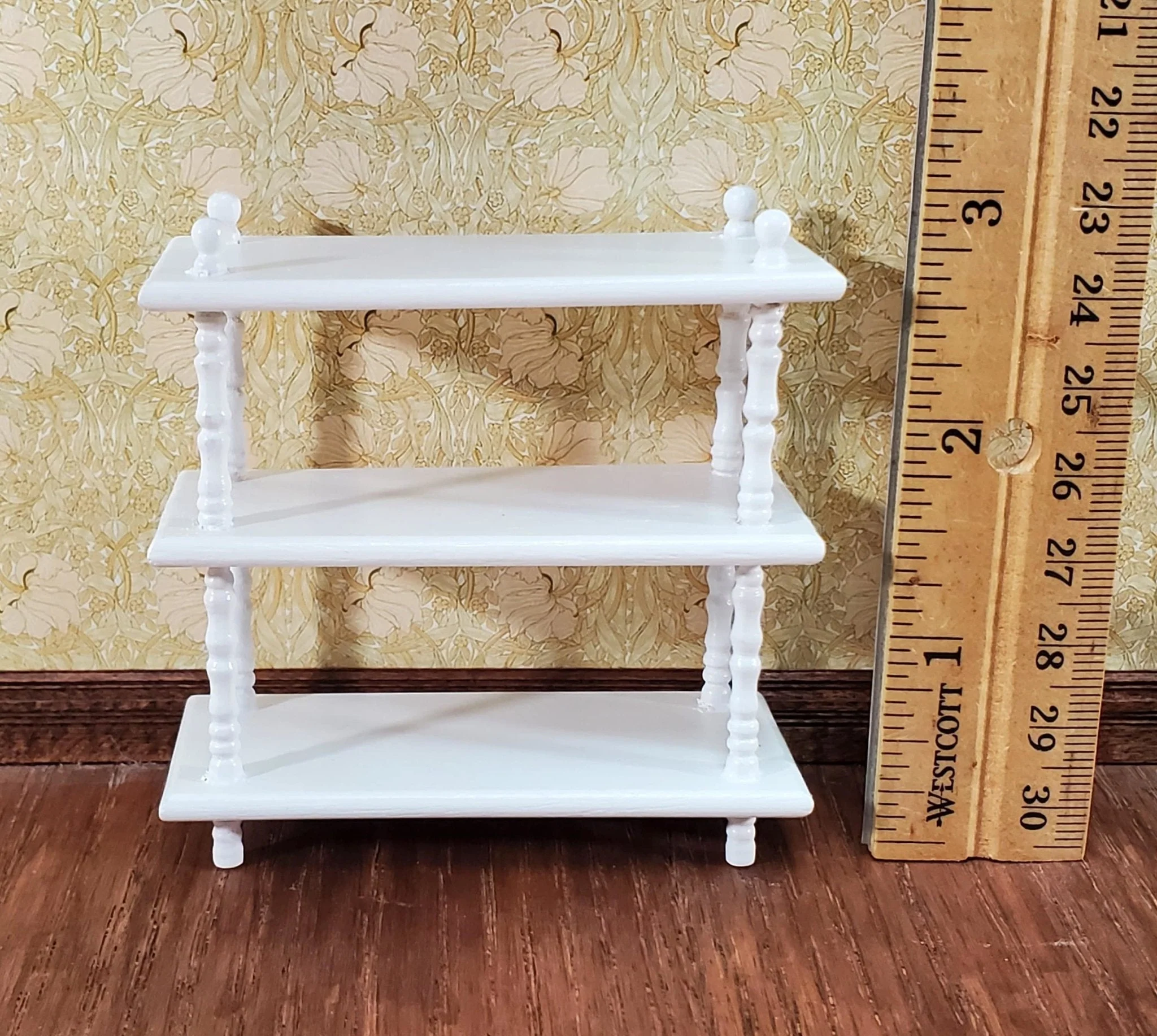 Dollhouse 3 Shelf Plant Stand or Bookcase Bookshelf 1:12 Scale Furniture White - Image 4
