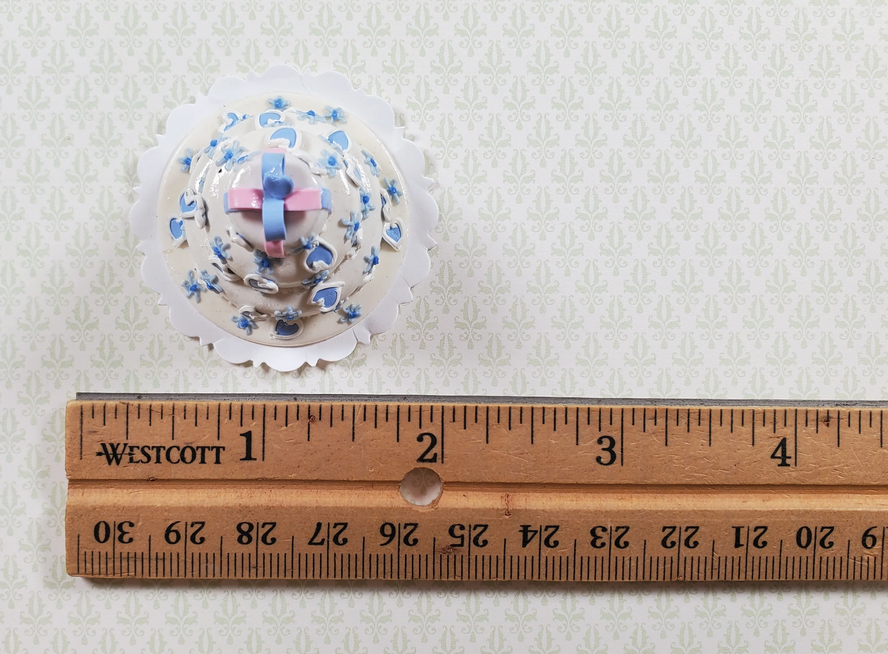 Dollhouse 3 Tier Blue Heart Wedding Cake 1:12 Scale Miniature Dessert Food - Image 3