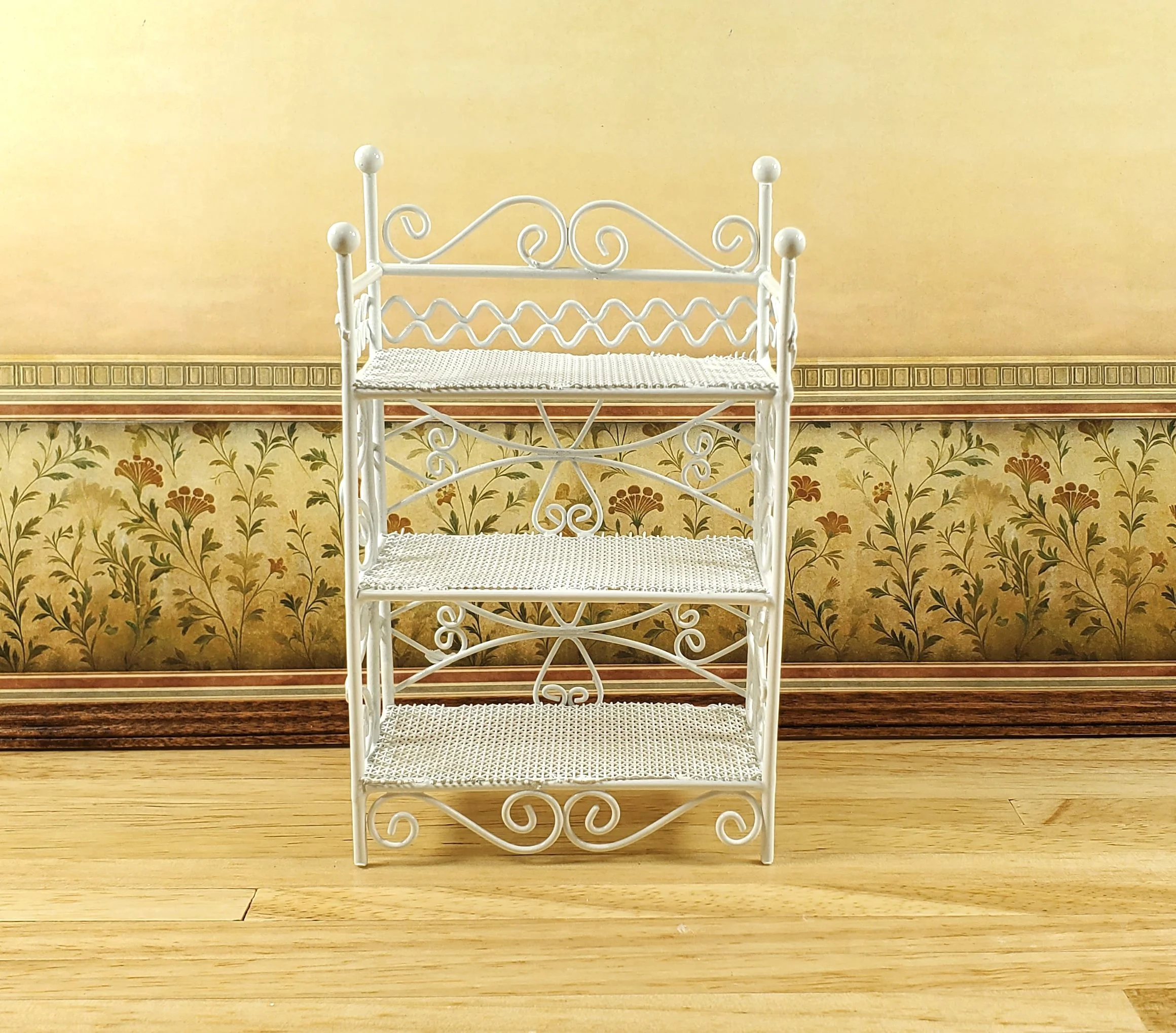 Dollhouse 3 Tier Plant Stand Shelf White Metal 1:12 Scale Miniature Fairy Garden - Image 2