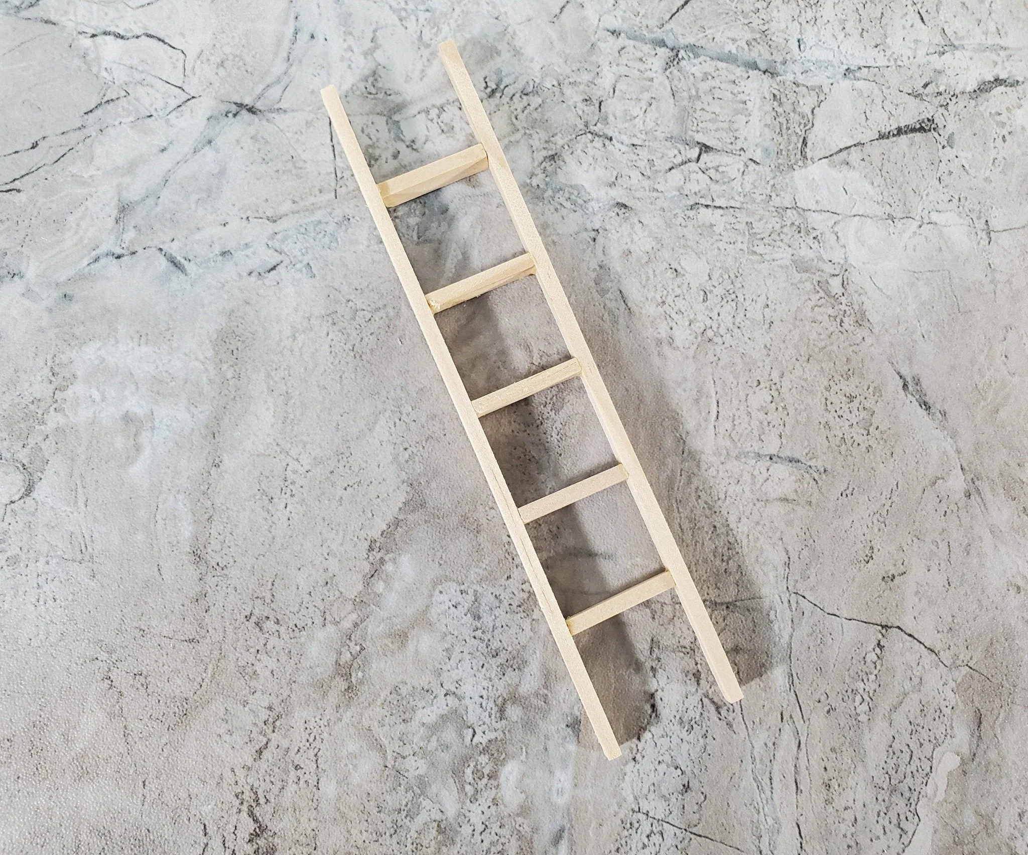 Dollhouse 6" Straight Ladder Tall Wood 1:12 Scale Miniature Unpainted