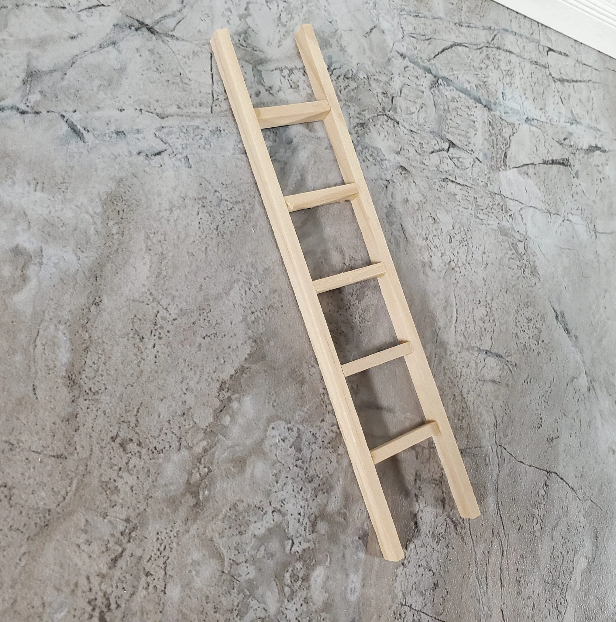 Dollhouse 6" Straight Ladder Tall Wood 1:12 Scale Miniature Unpainted - Image 2