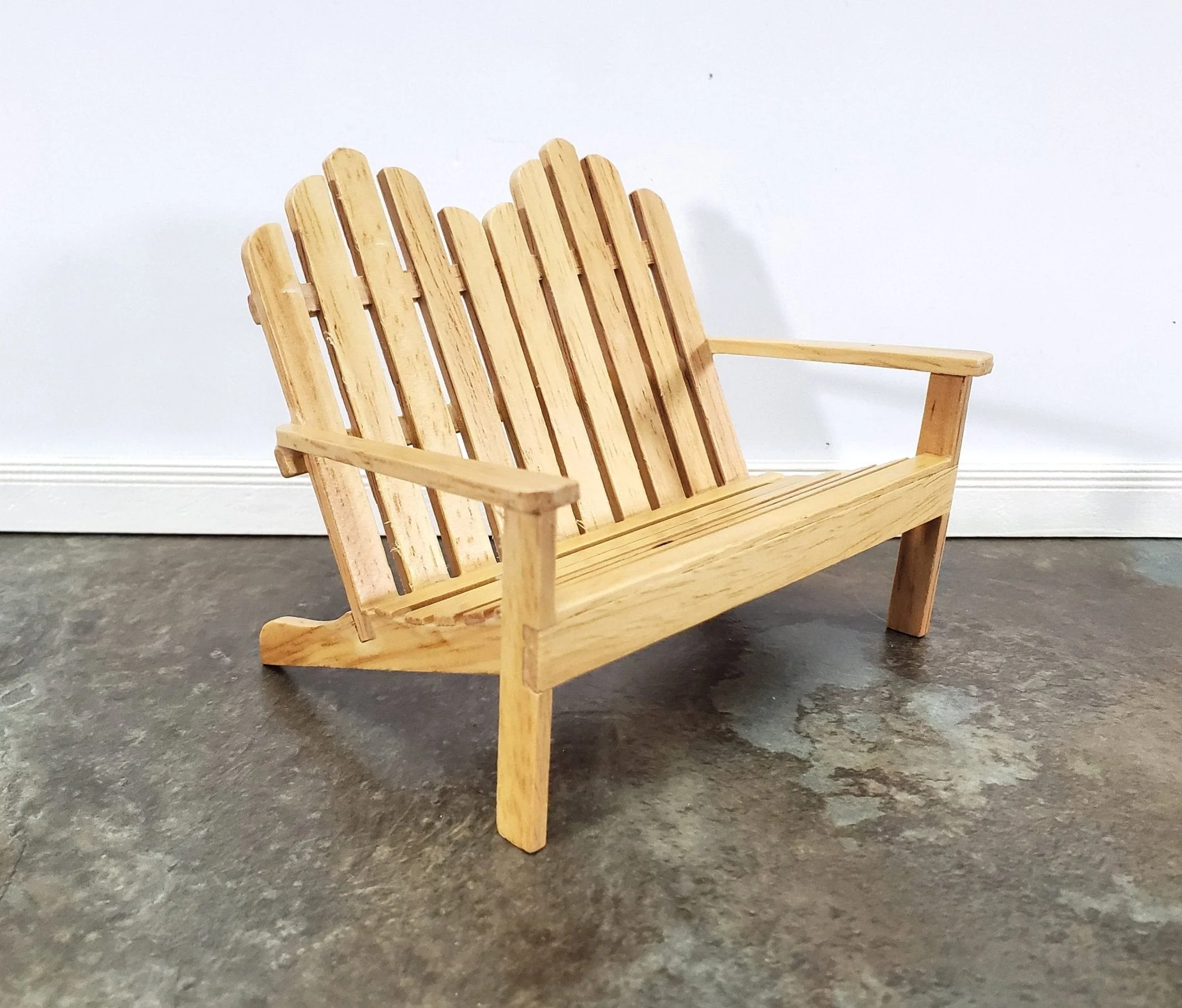 Dollhouse Adirondack Double Chair Loveseat Light Oak 1:12 Scale Miniature - Image 2