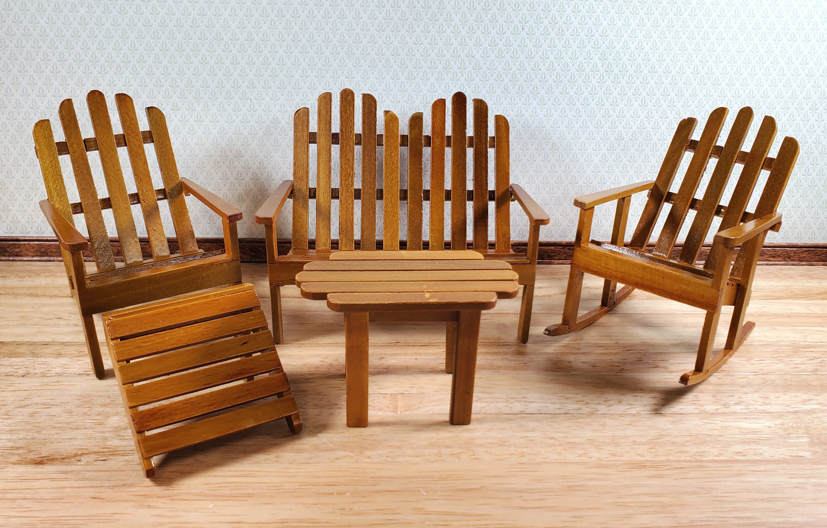 Dollhouse Adirondack Set Chair Rocker Table ++ 1:12 Scale Miniature Furniture