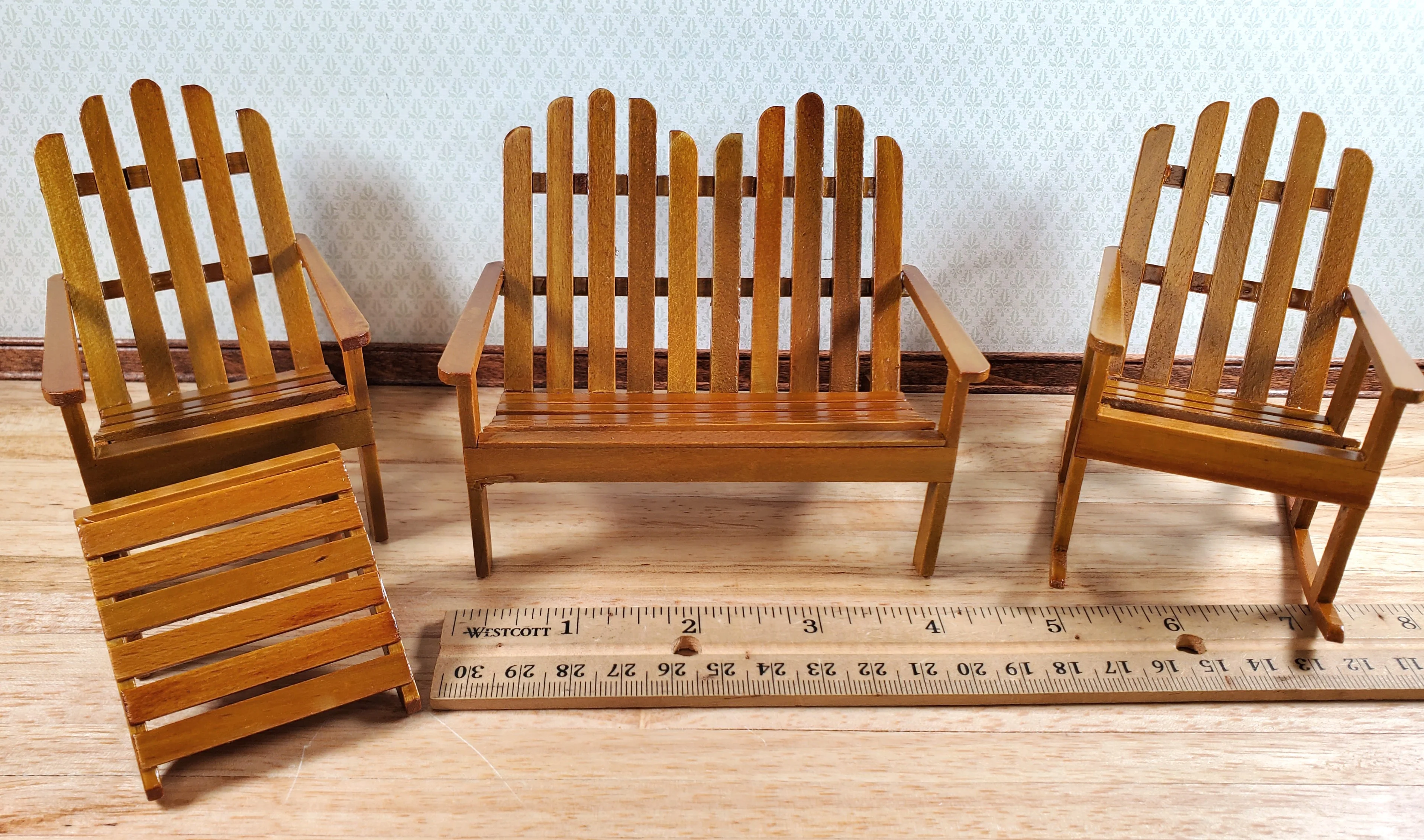 Dollhouse Adirondack Set Chair Rocker Table ++ 1:12 Scale Miniature Furniture - Image 4