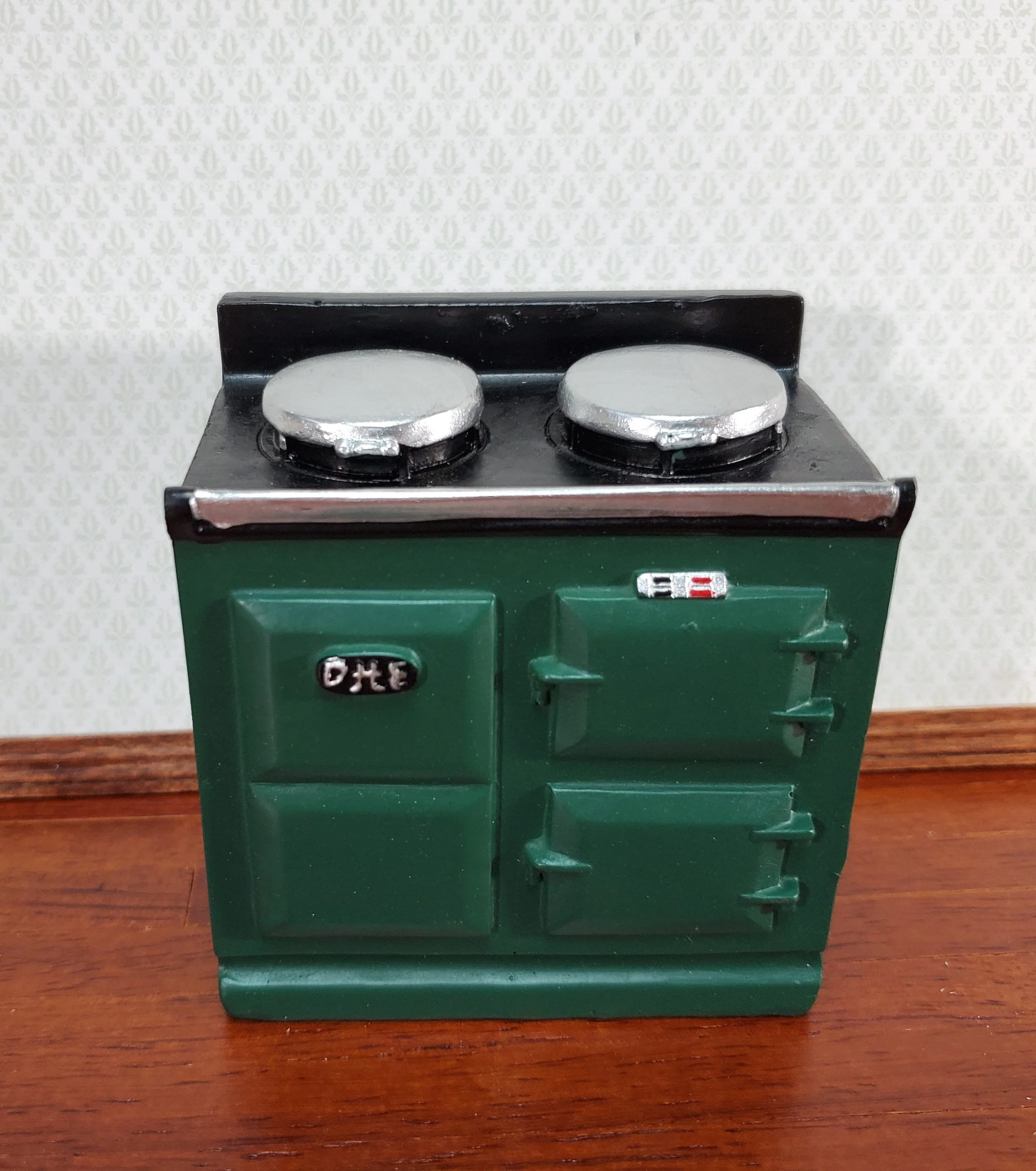 Dollhouse AGA Style Cooker Stove Oven Green 1:12 Scale Miniature Kitchen - Image 2