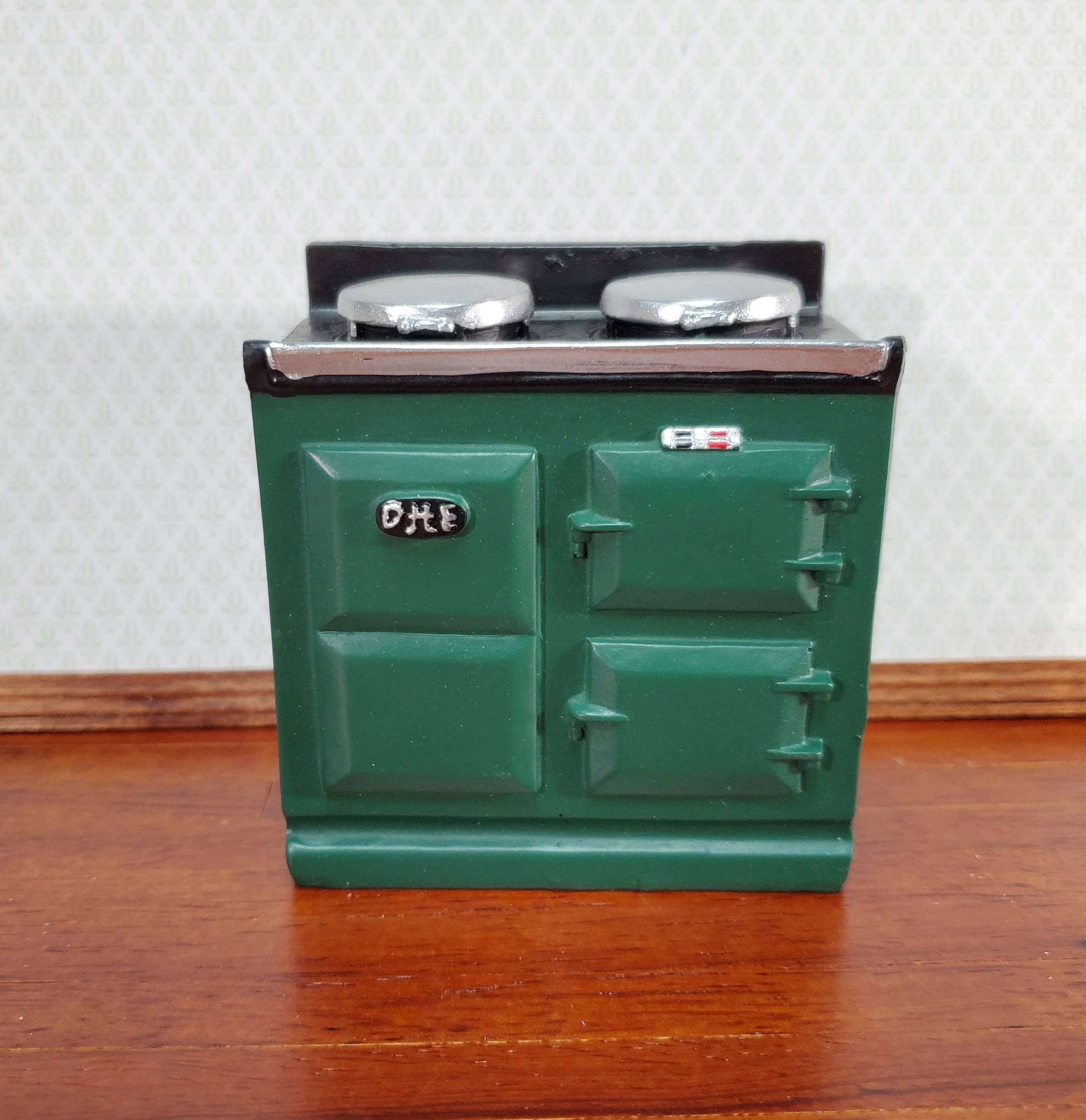 Dollhouse AGA Style Cooker Stove Oven Green 1:12 Scale Miniature Kitchen - Image 4