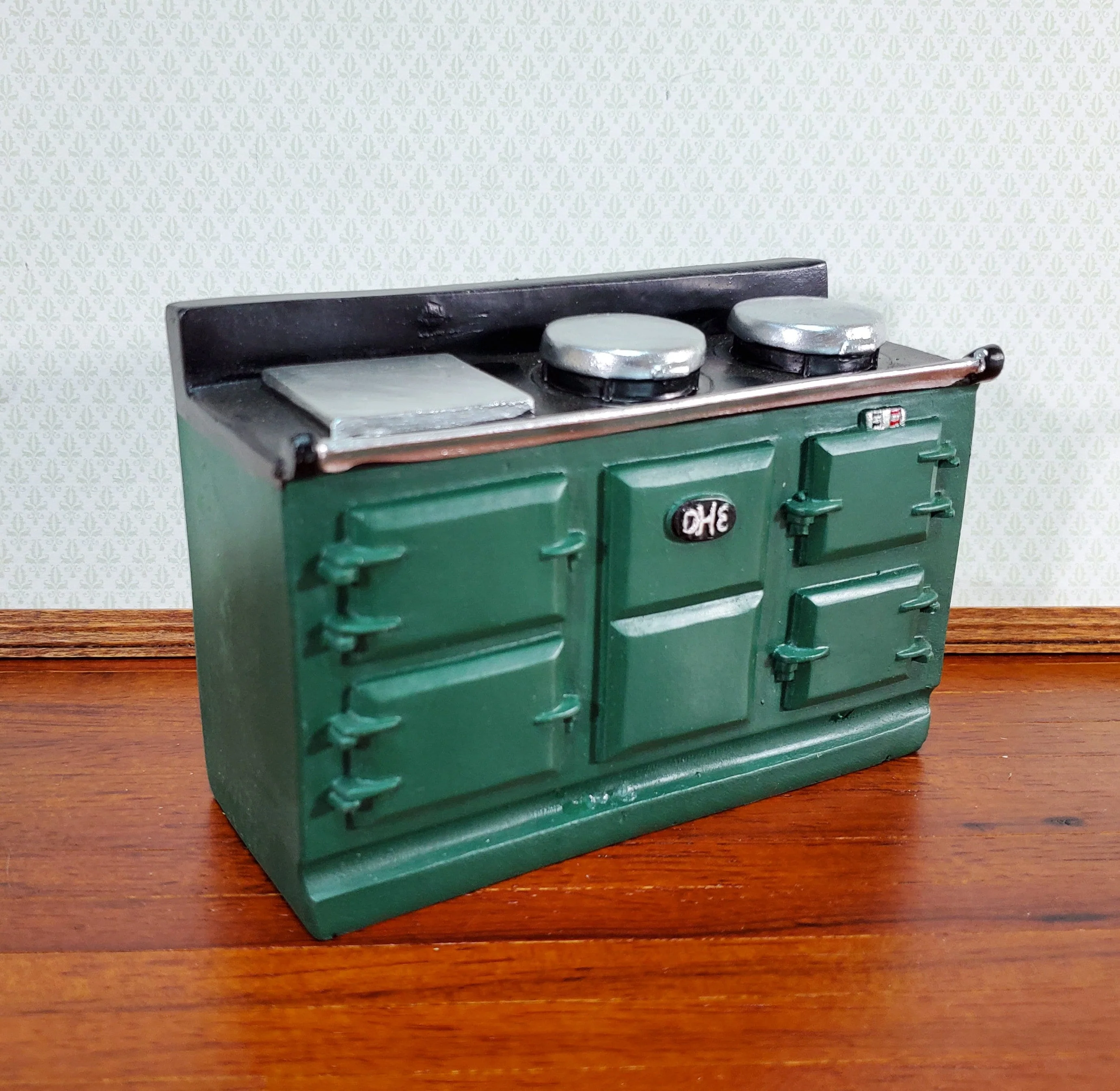 Dollhouse AGA Style Cooker Stove Oven Green Large 1:12 Scale Miniature Kitchen - Image 2