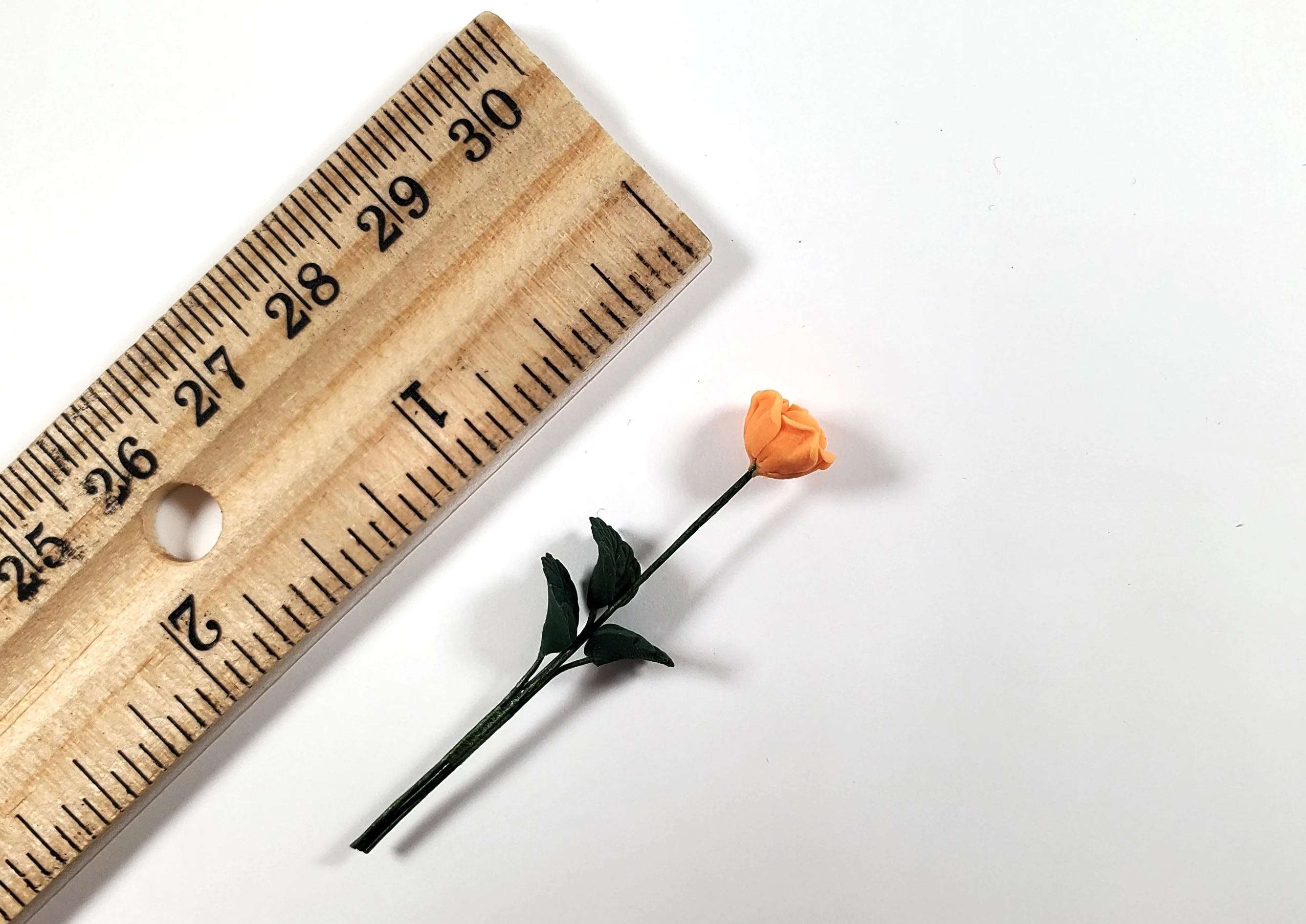 Dollhouse Apricot Rose Single Stem with Foliage 1:12 Scale Miniature - Image 3