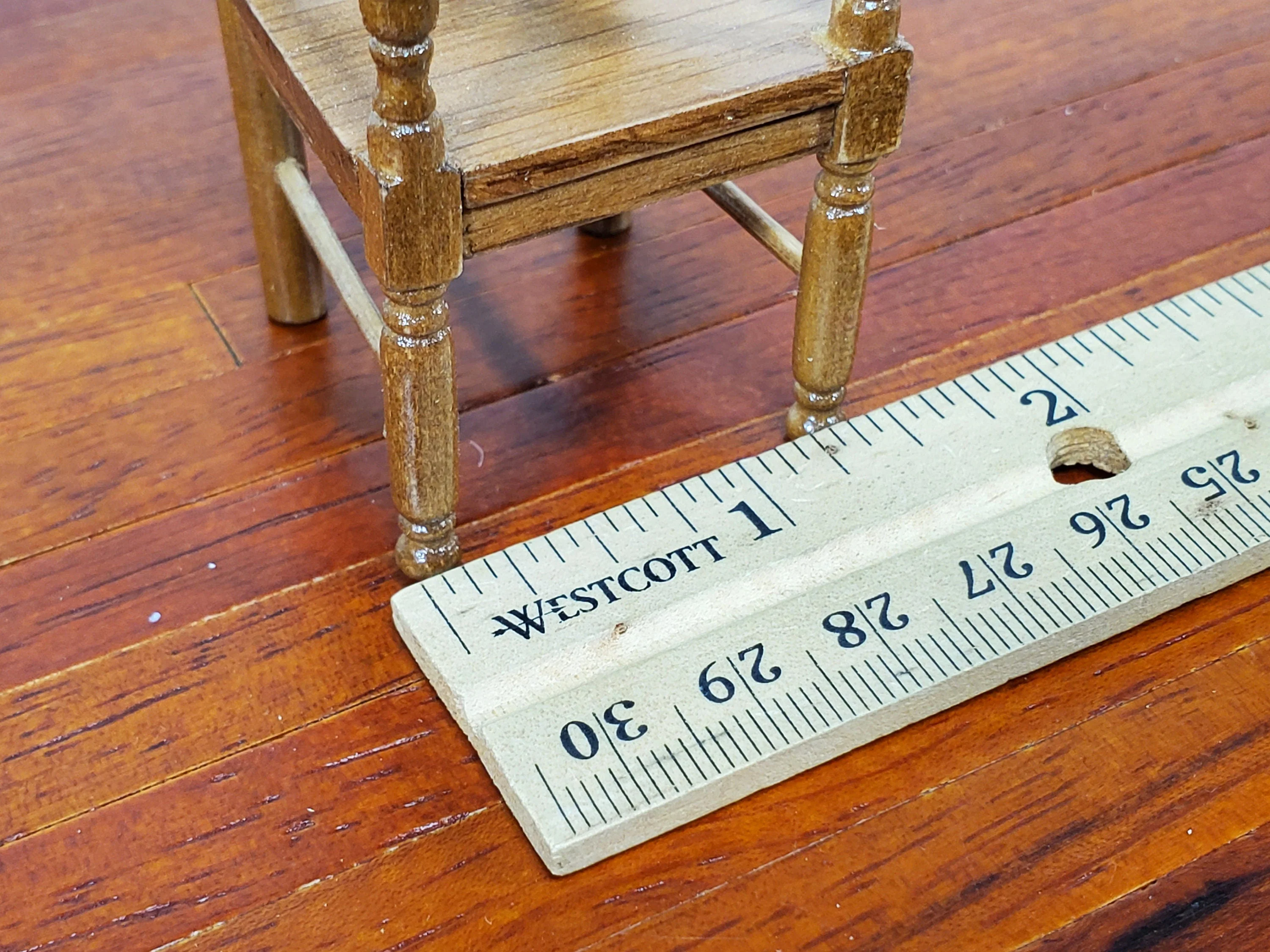 Dollhouse Arm Chair Ladderback Style Narrow Slim Profile 1:12 Scale Walnut Finish - Image 4