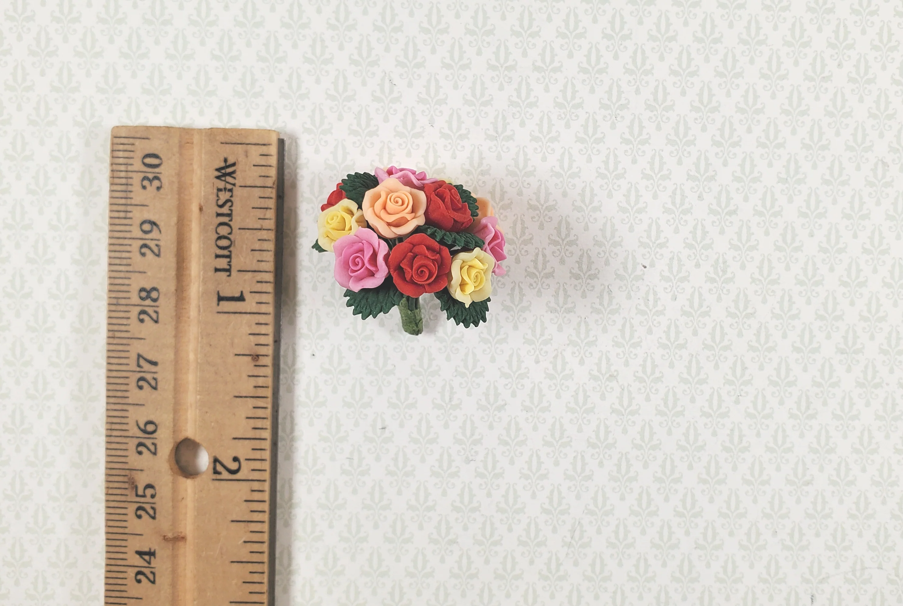 Dollhouse Assorted Colors Roses Wedding Bouquet One Dozen 1:12 Scale Miniature - Image 3