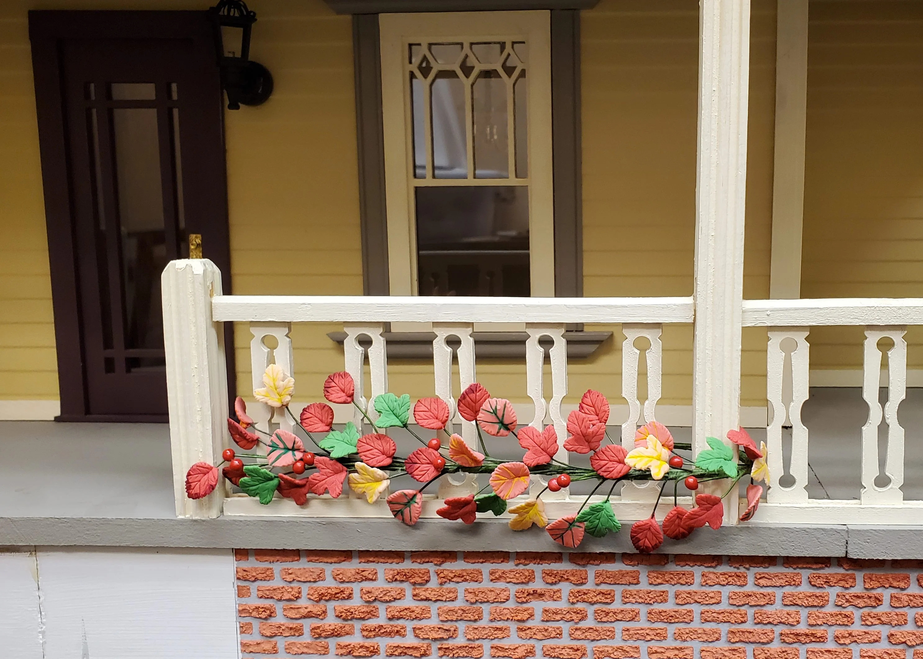 Dollhouse Autumn Vine Colorful Leaves 1:12 Scale Miniature Garden Plant - Image 2