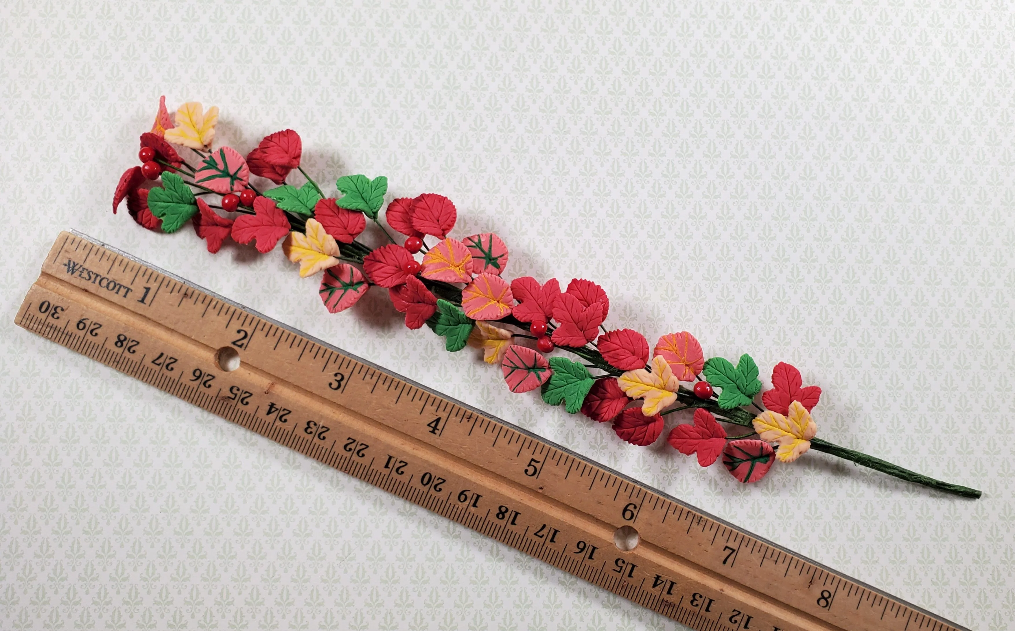 Dollhouse Autumn Vine Colorful Leaves 1:12 Scale Miniature Garden Plant - Image 3