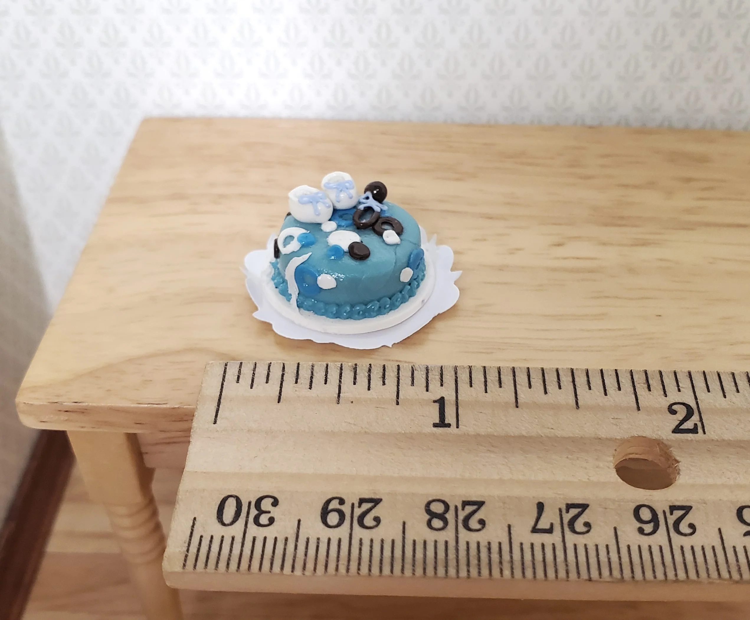 Dollhouse Baby Boy Welcome Cake 1:12 Scale Miniature Dessert Food - Image 3