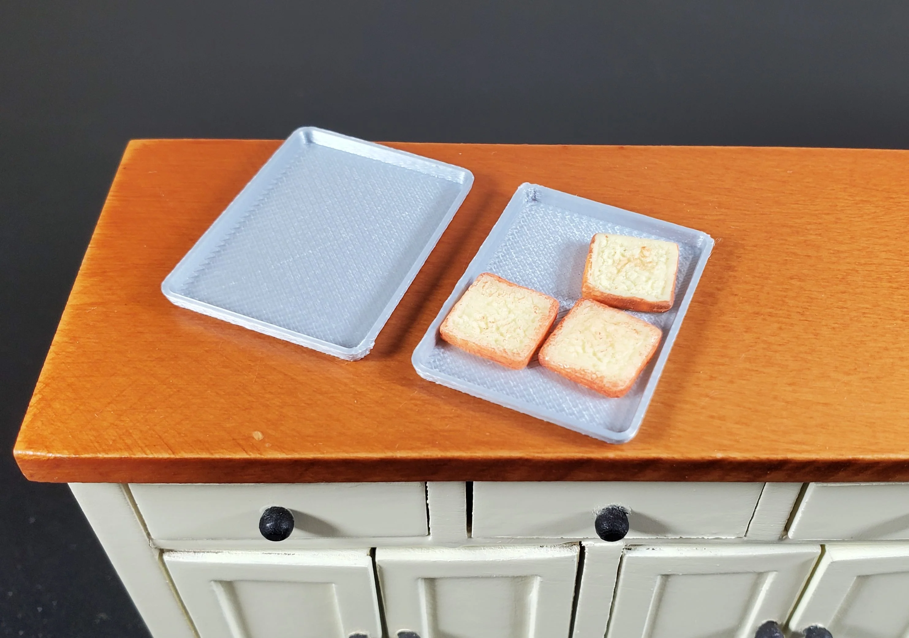 Dollhouse Baking Trays Cookie Sheets x2 1:12 Scale Miniature Kitchen - Image 3