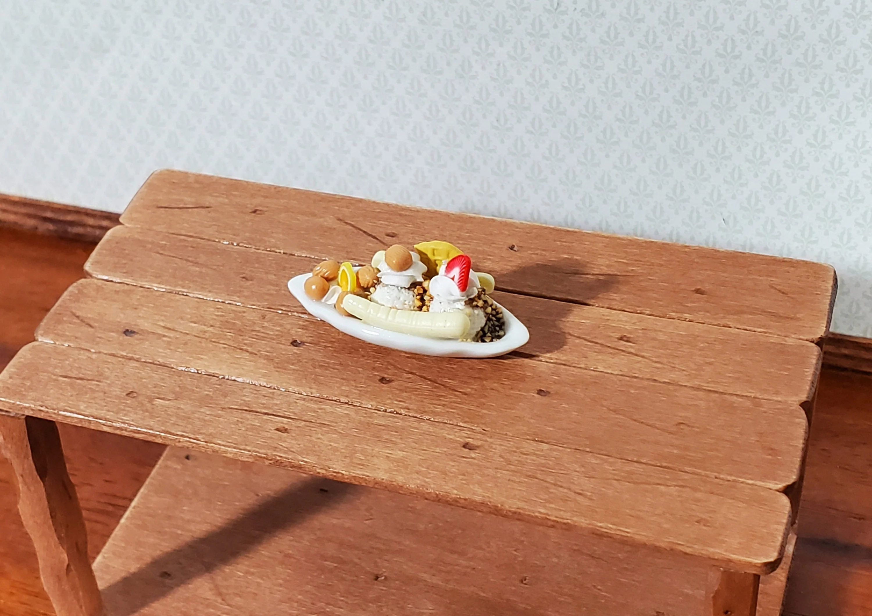 Dollhouse Banana Split Ice Cream Sundae 2 Scoops LARGE Miniature Dessert Food - Image 4