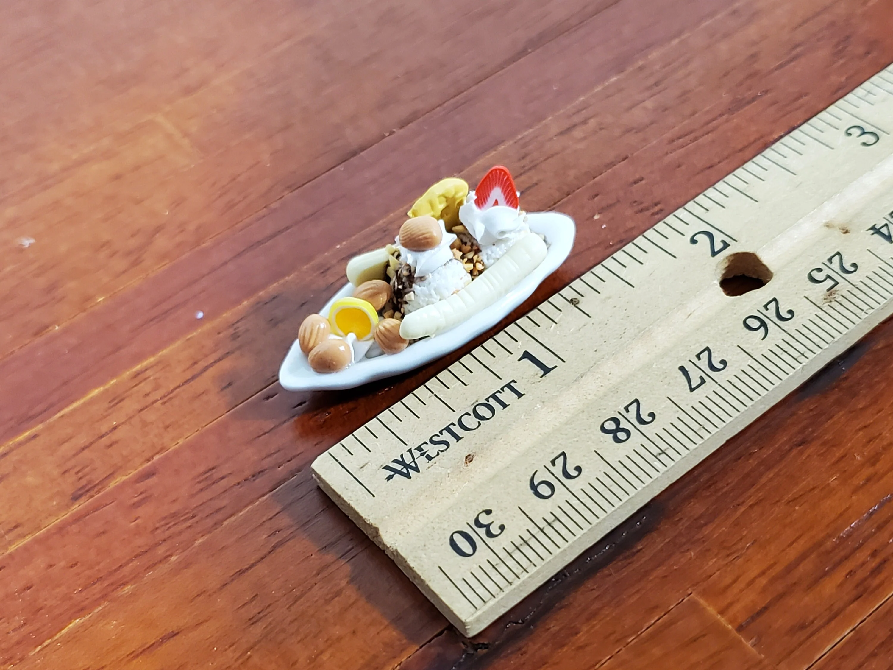 Dollhouse Banana Split Ice Cream Sundae 2 Scoops LARGE Miniature Dessert Food - Image 5