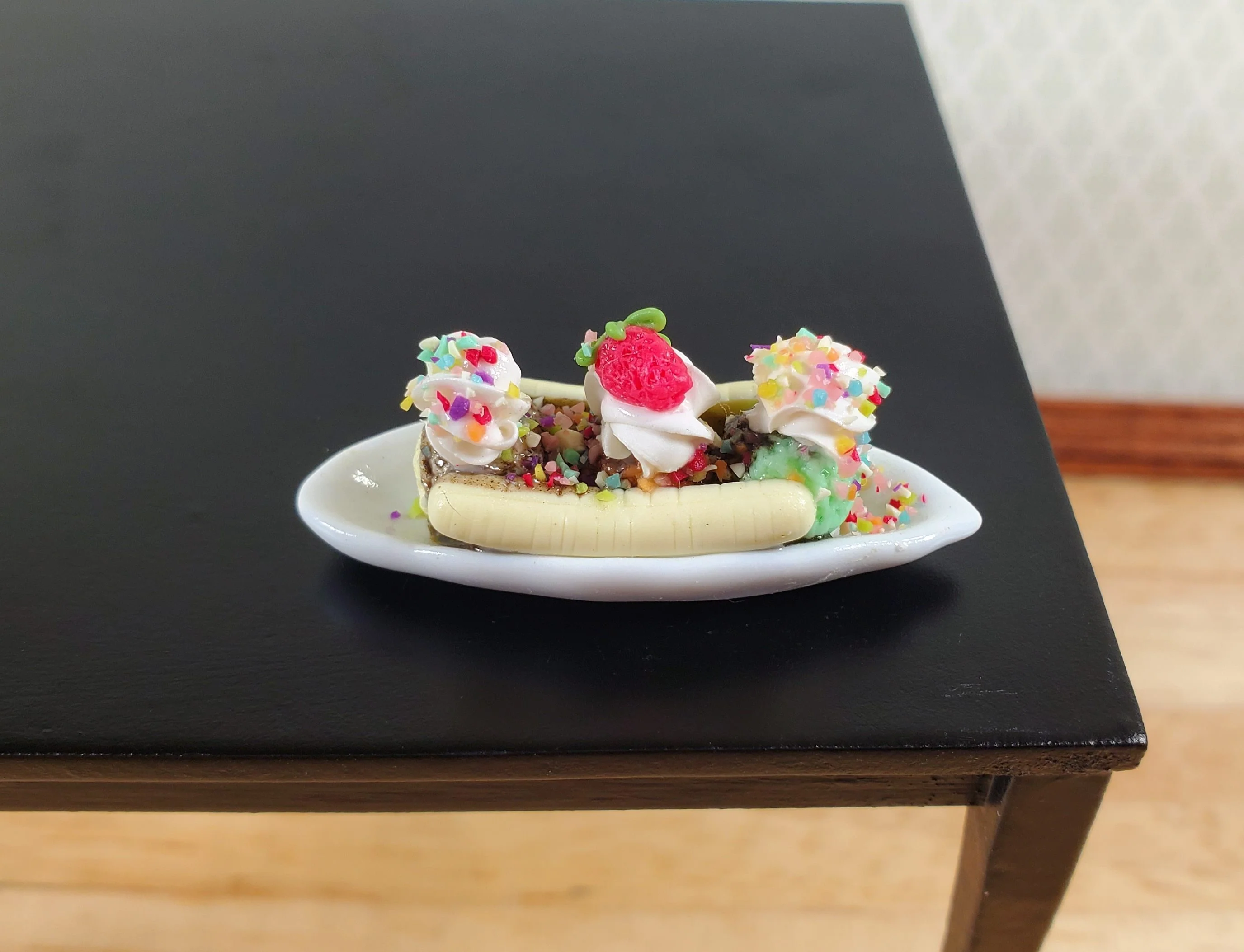 Dollhouse Banana Split Ice Cream Sundae 3 Scoops LARGE Miniature - Image 4